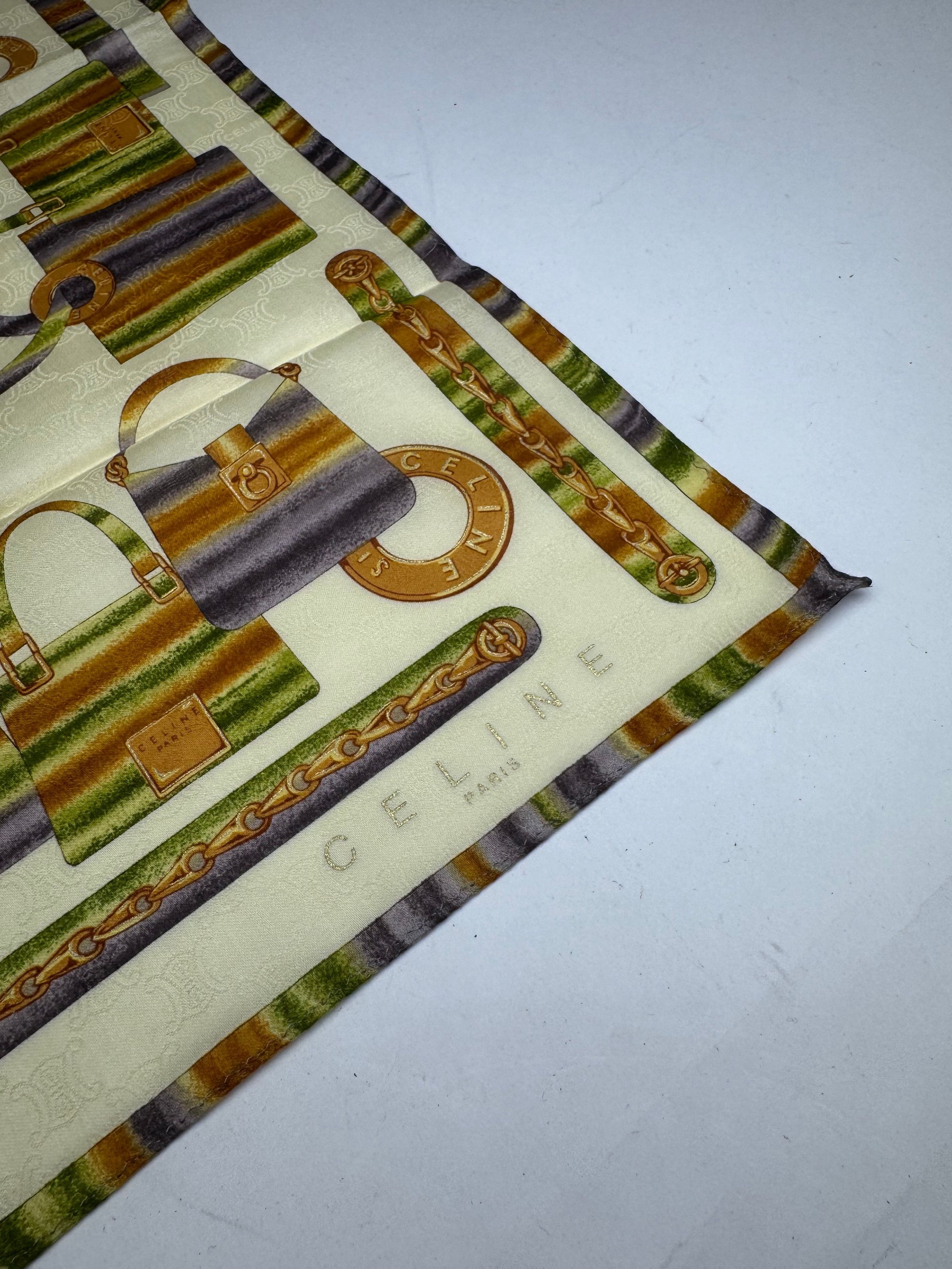 Celine Vintage Abstract Monogram Scarf Yellow Green Size ONE SIZE - 2 Thumbnail