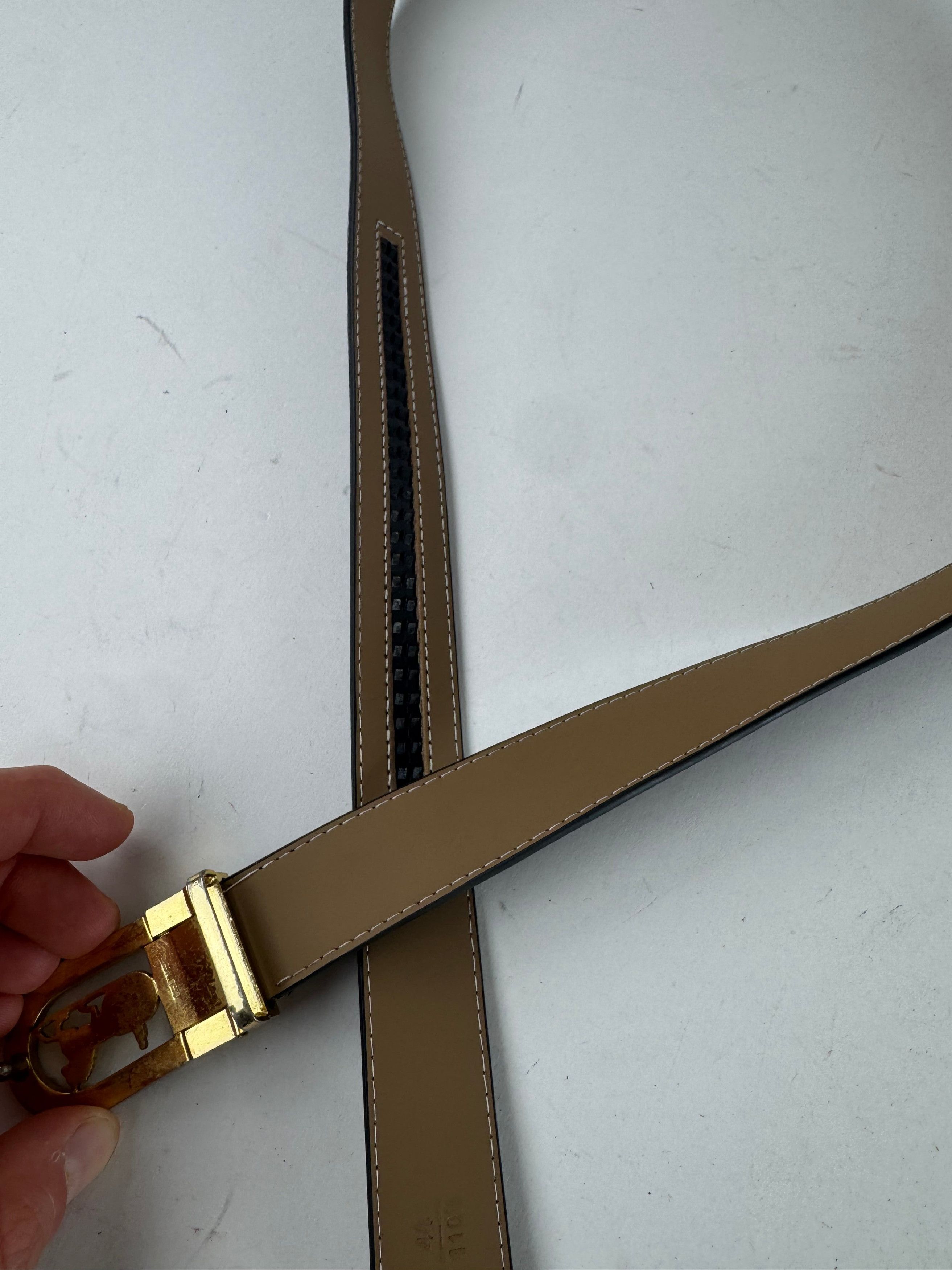 Celine Vintage Paris Carriage Logo Leather Belt Black Size ONE SIZE - 7 Thumbnail