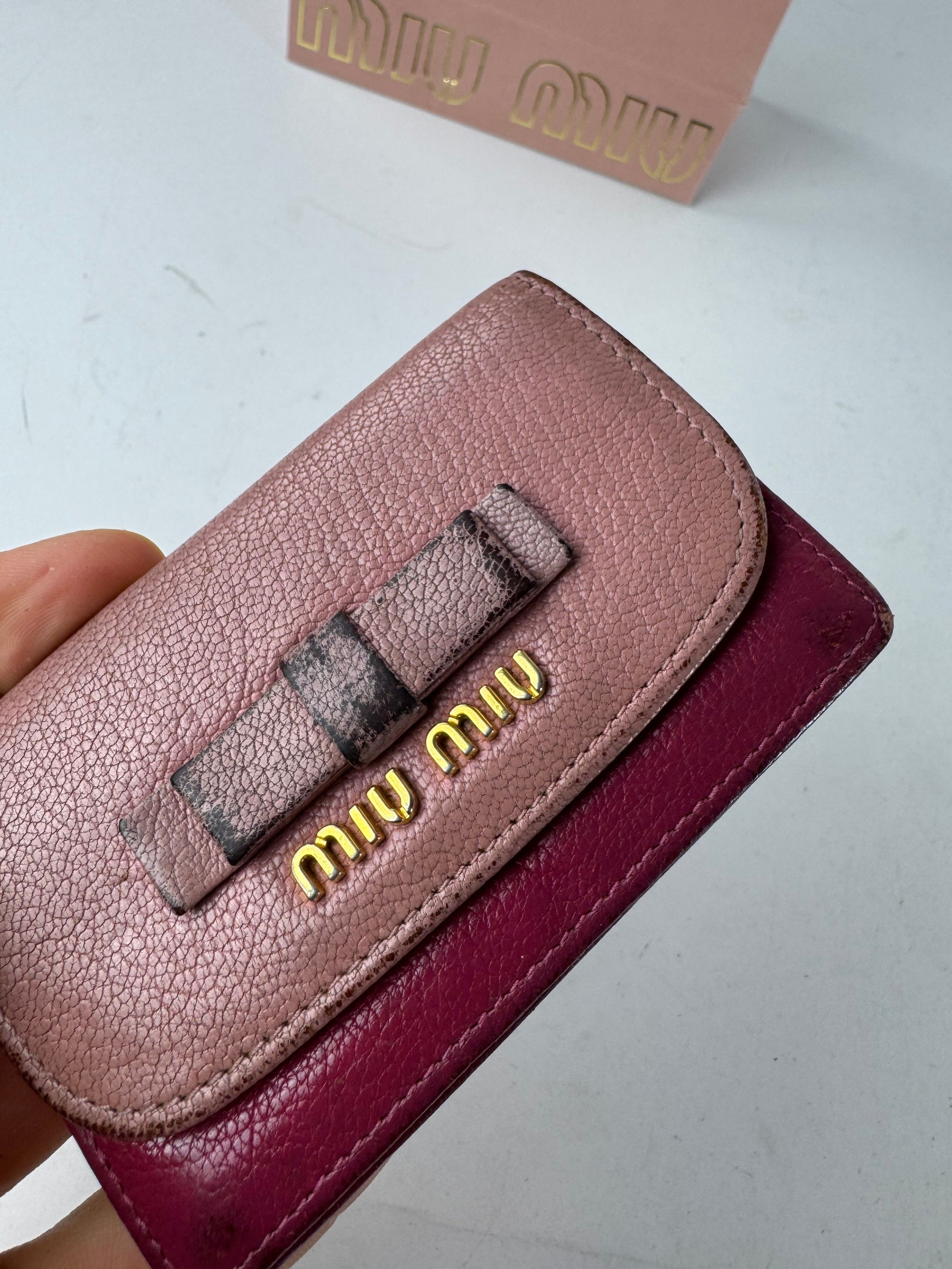 Miu Miu Vintage Leather Card Holder Pink Purple Size ONE SIZE - 7 Thumbnail