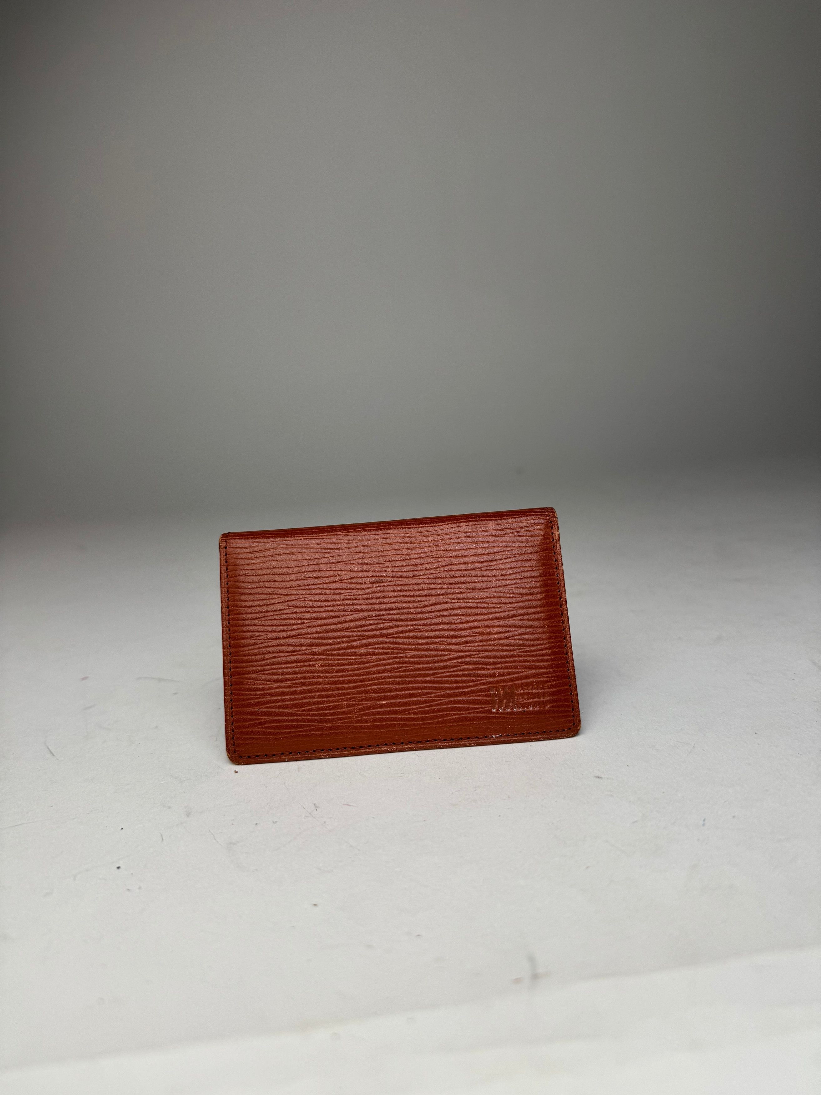 Issey Miyake Vintage Riffled Leather Card Holder Brown Size ONE SIZE - 5 Thumbnail