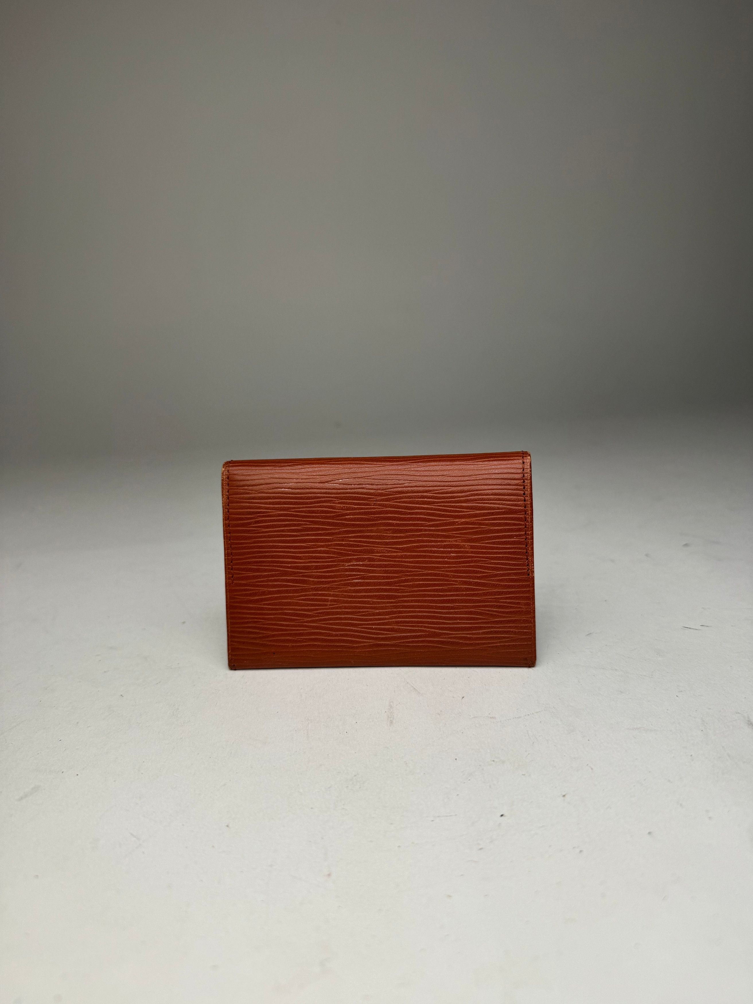 Issey Miyake Vintage Riffled Leather Card Holder Brown Size ONE SIZE - 2 Thumbnail