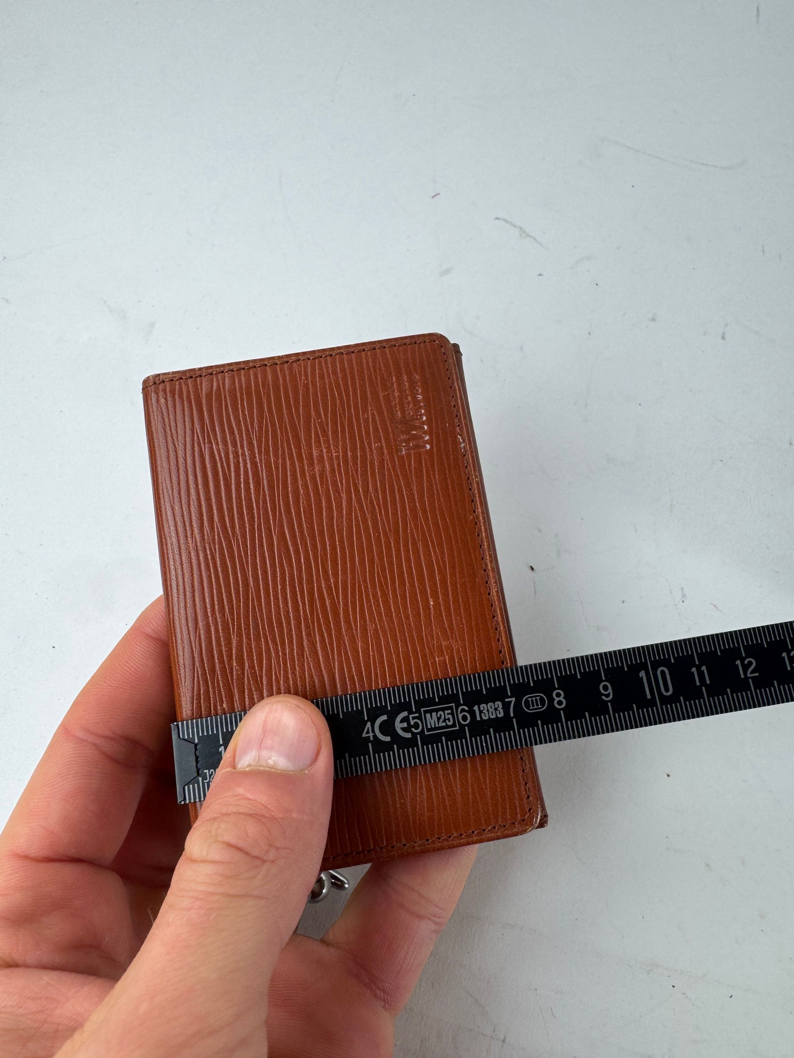 Issey Miyake Vintage Riffled Leather Card Holder Brown Size ONE SIZE - 8 Thumbnail