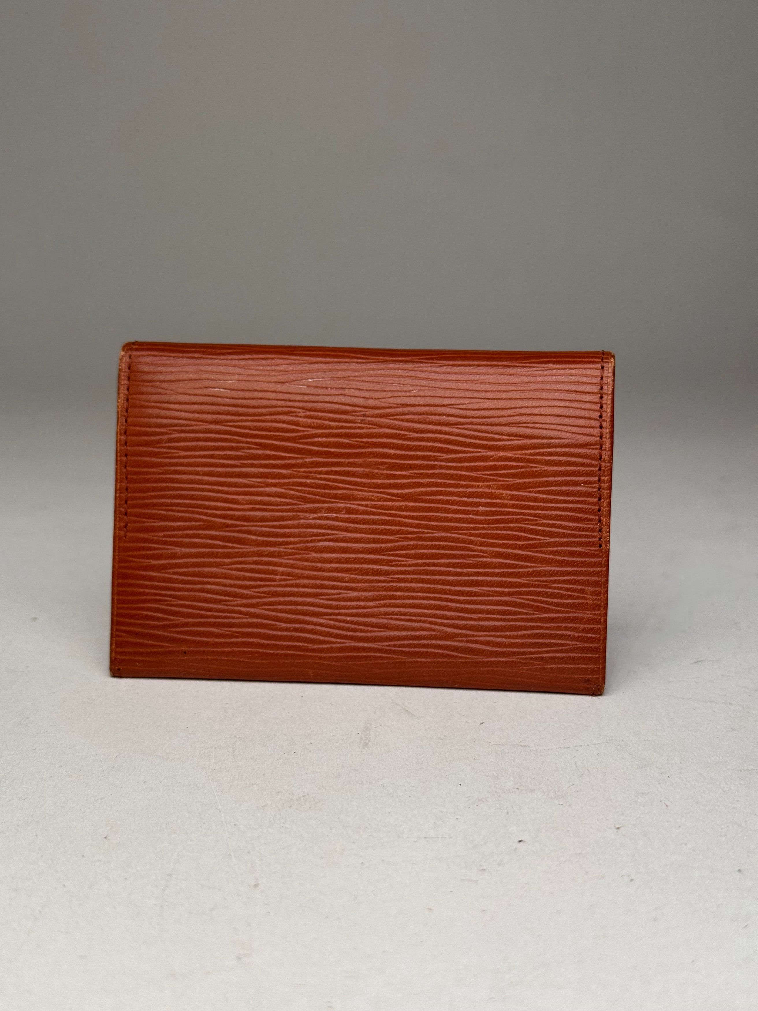 Issey Miyake Vintage Riffled Leather Card Holder Brown Size ONE SIZE - 10 Thumbnail