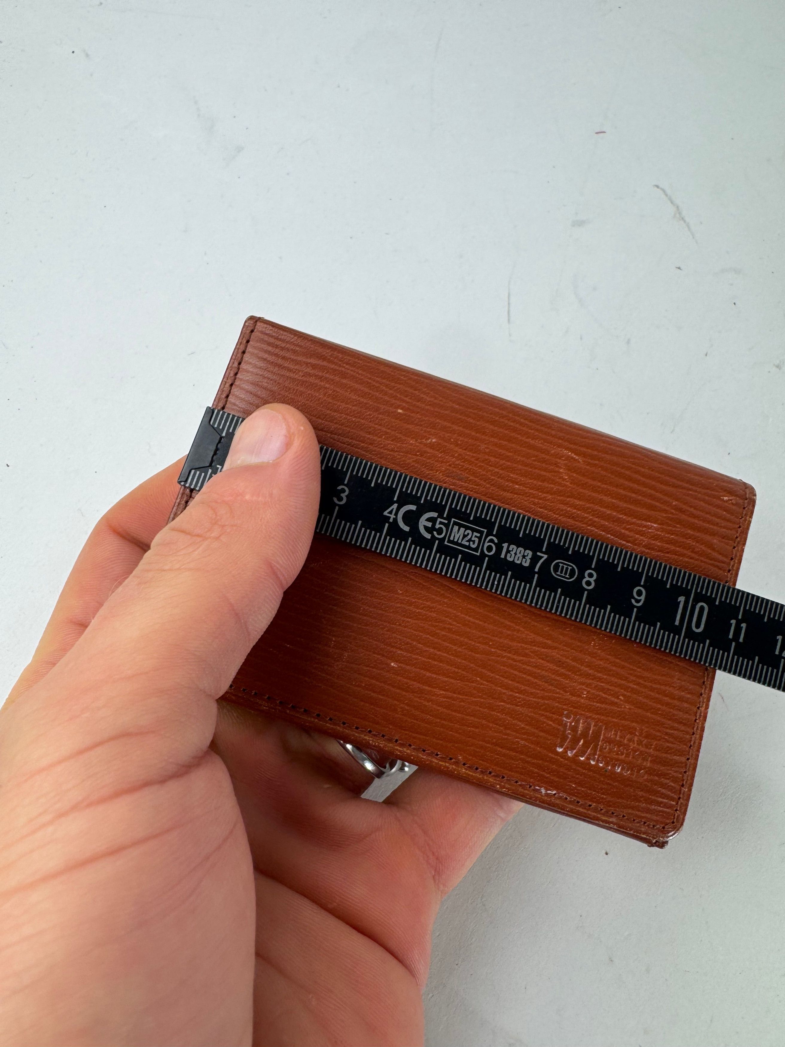 Issey Miyake Vintage Riffled Leather Card Holder Brown Size ONE SIZE - 7 Thumbnail