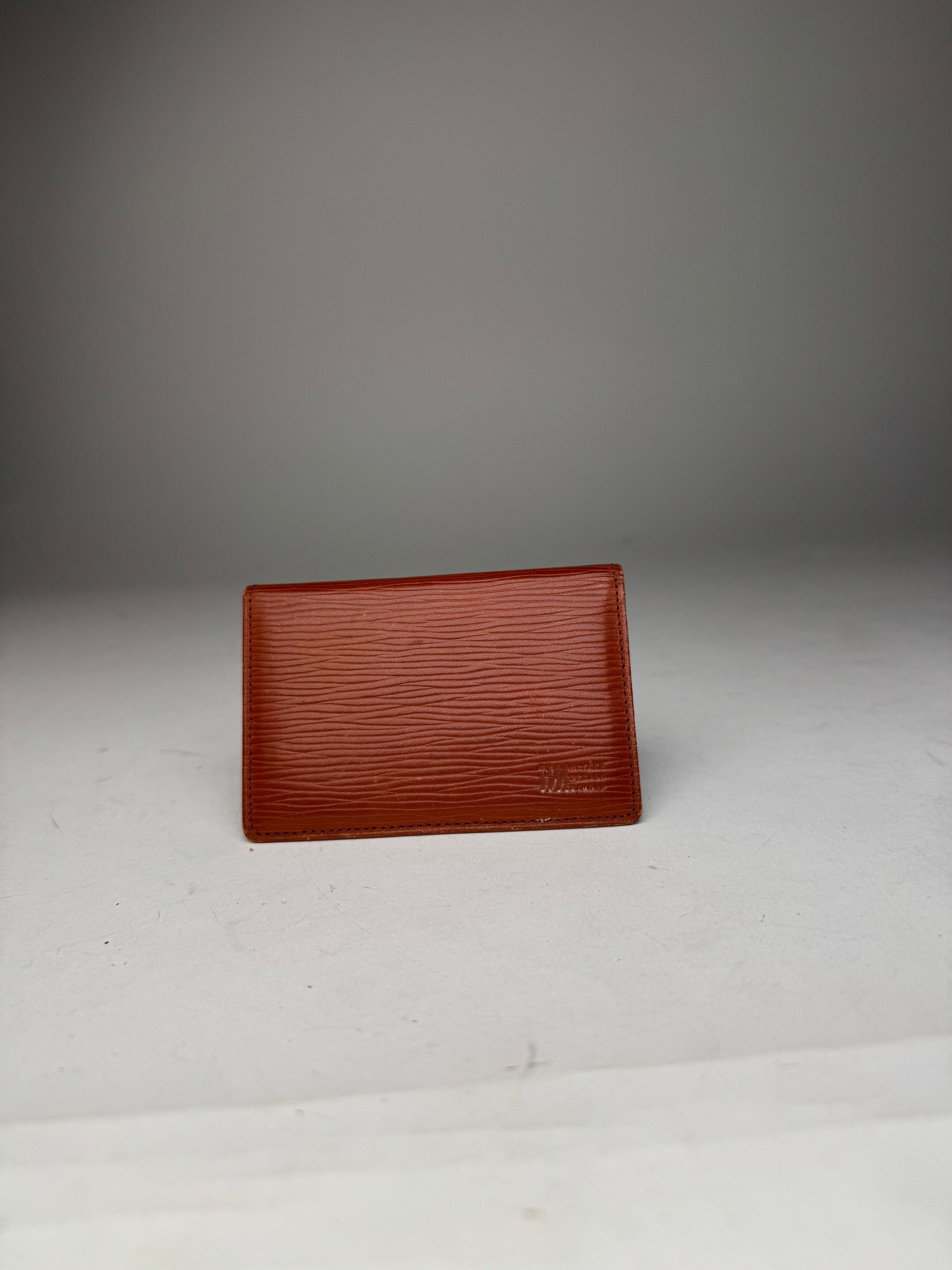 Issey Miyake Vintage Riffled Leather Card Holder Brown Size ONE SIZE - 9 Thumbnail