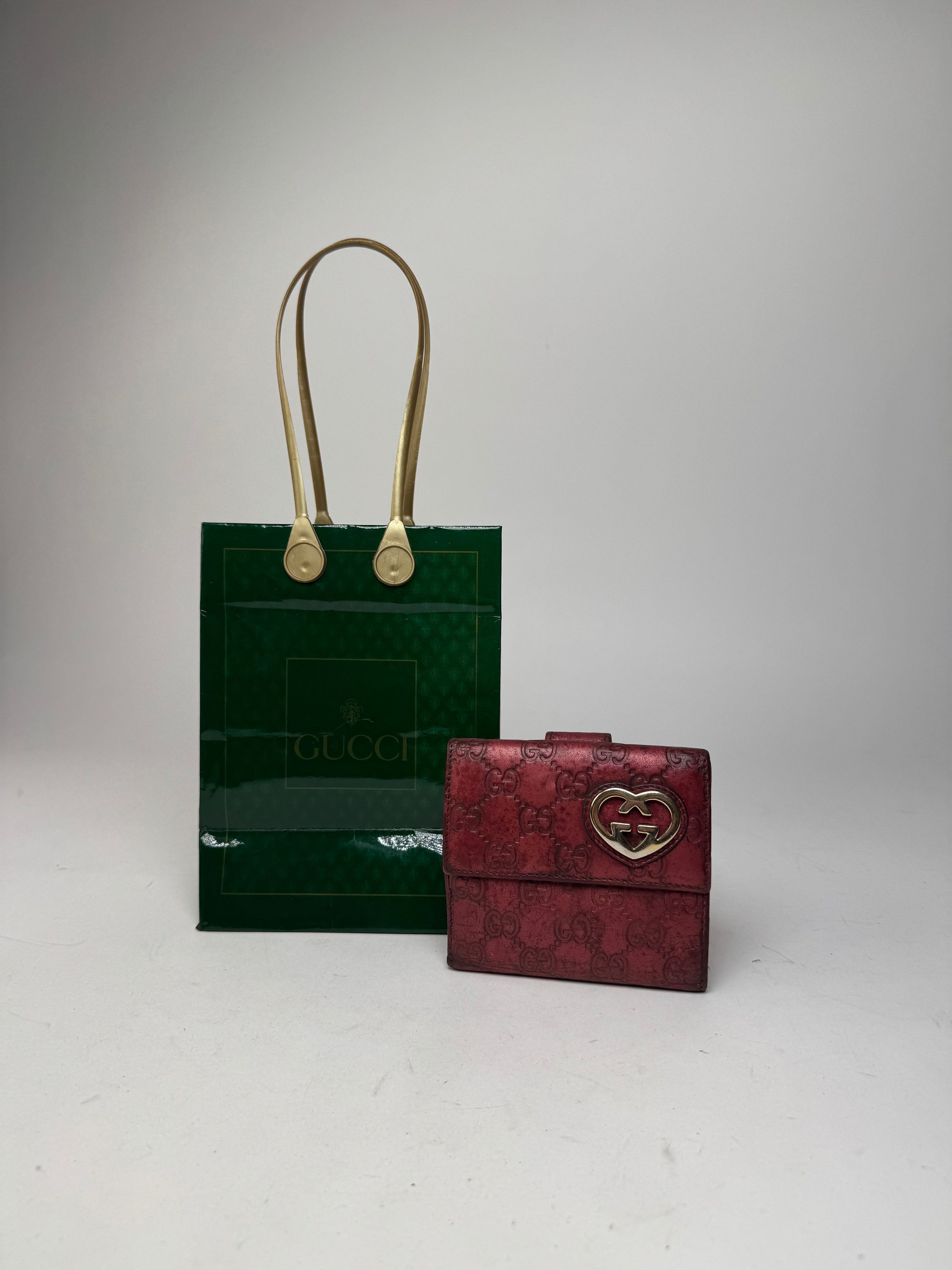 Gucci Vintage Metallic Monogram Leather Wallet Red Size ONE SIZE - 10 Thumbnail
