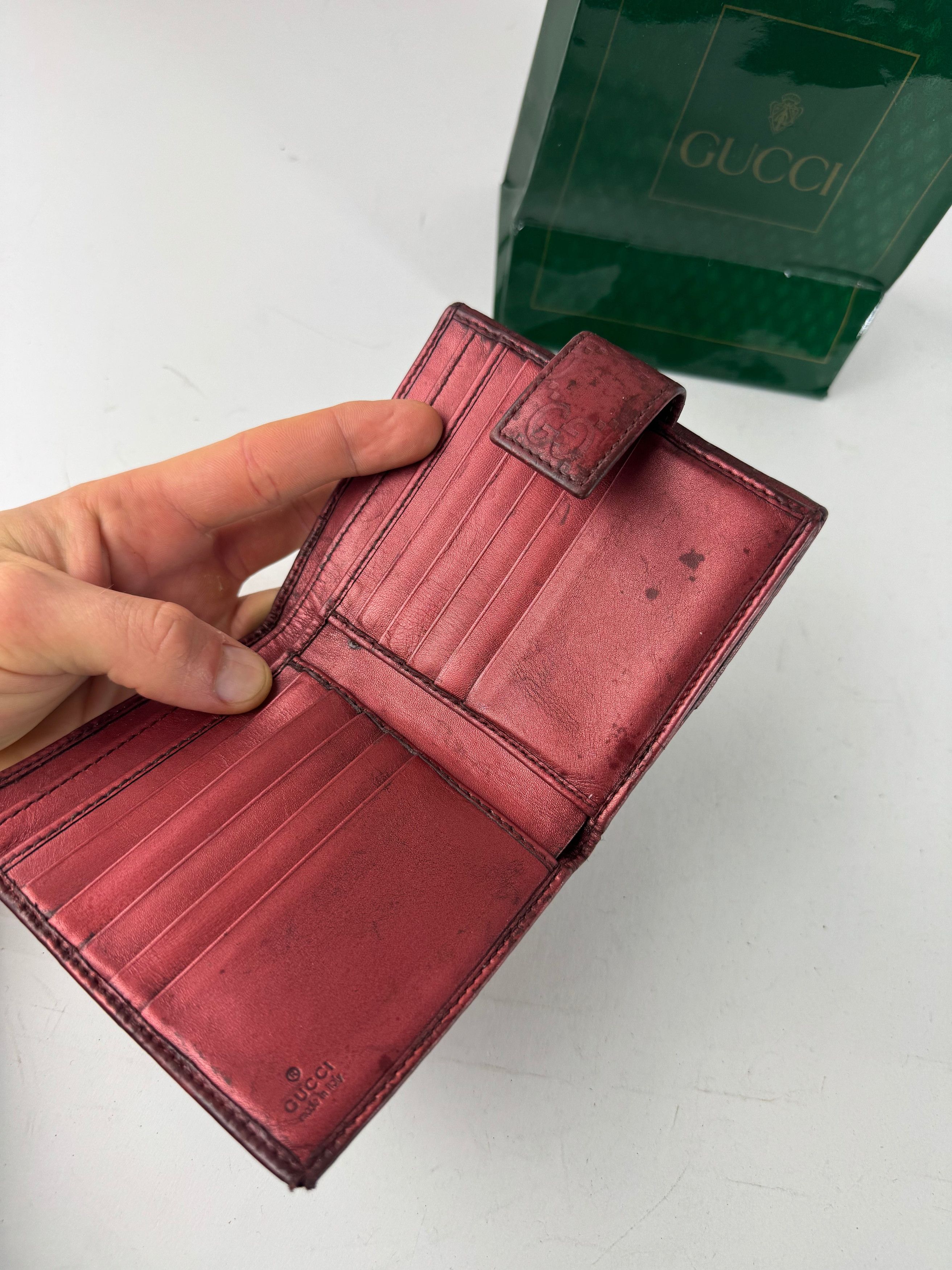 Gucci Vintage Metallic Monogram Leather Wallet Red Size ONE SIZE - 3 Thumbnail