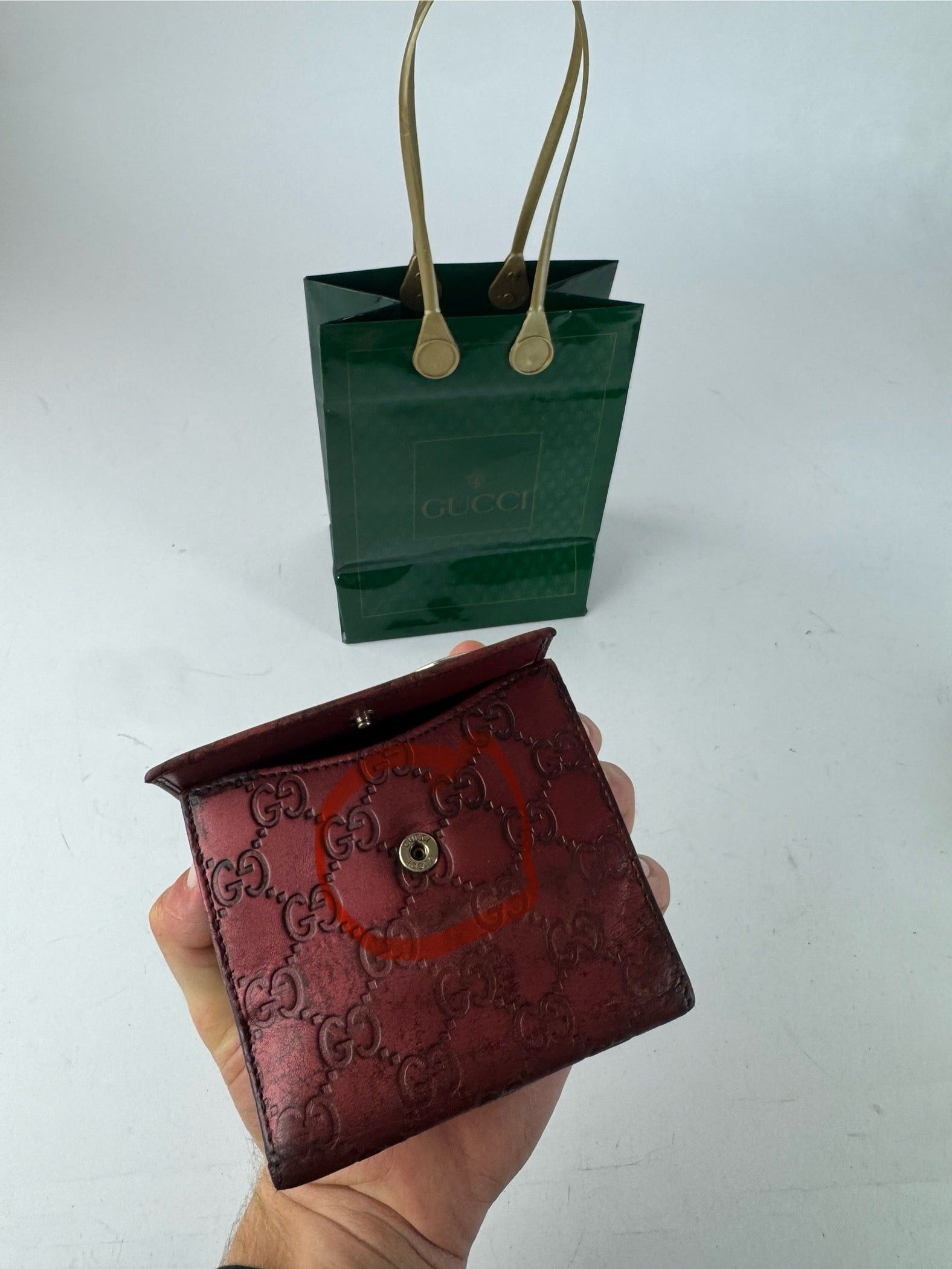 Gucci Vintage Metallic Monogram Leather Wallet Red Size ONE SIZE - 8 Thumbnail