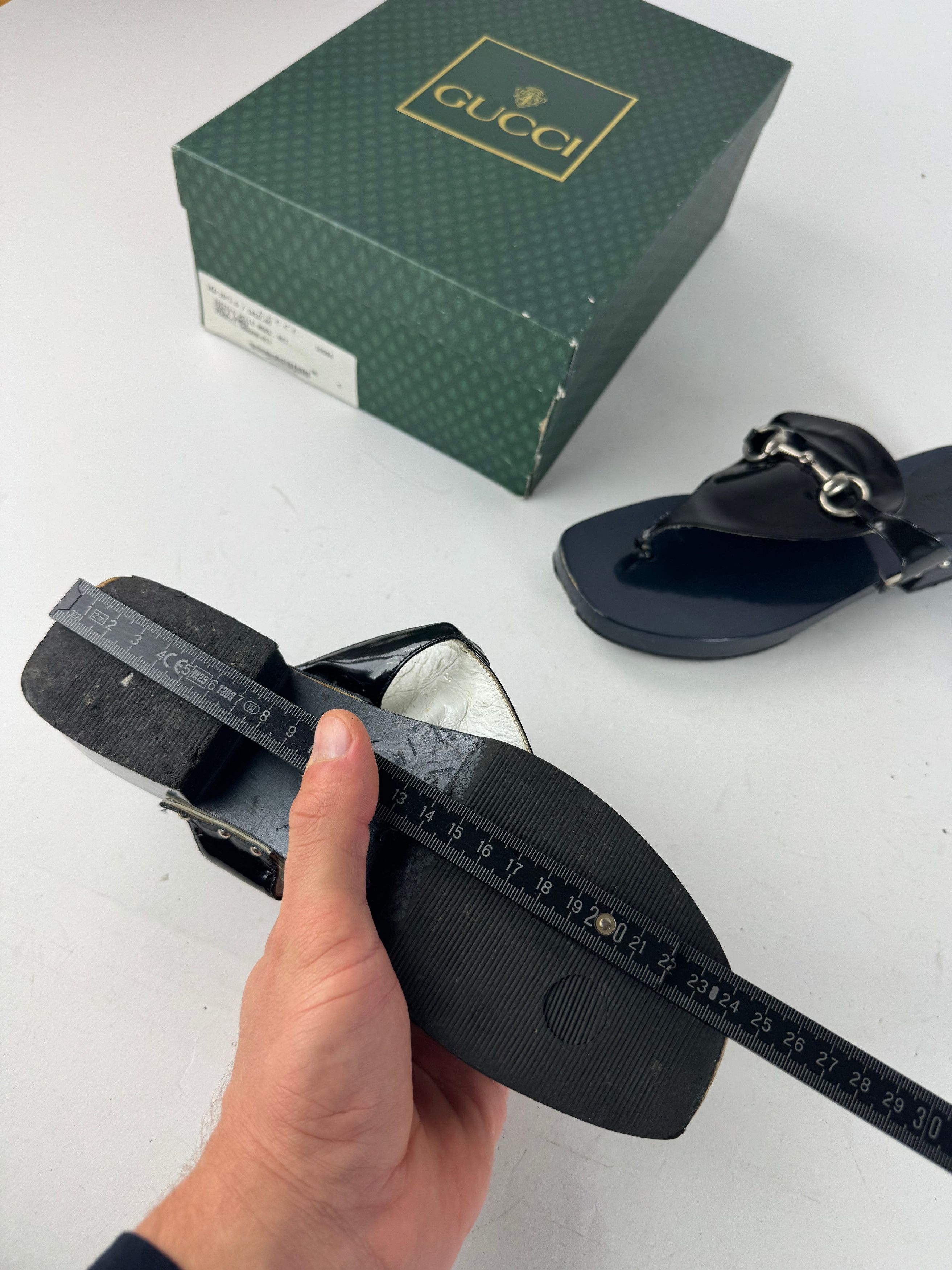 Gucci Vintage Patent Leather Horsebit Sandals Black EU38 Size US 7 / IT 37 - 9 Thumbnail