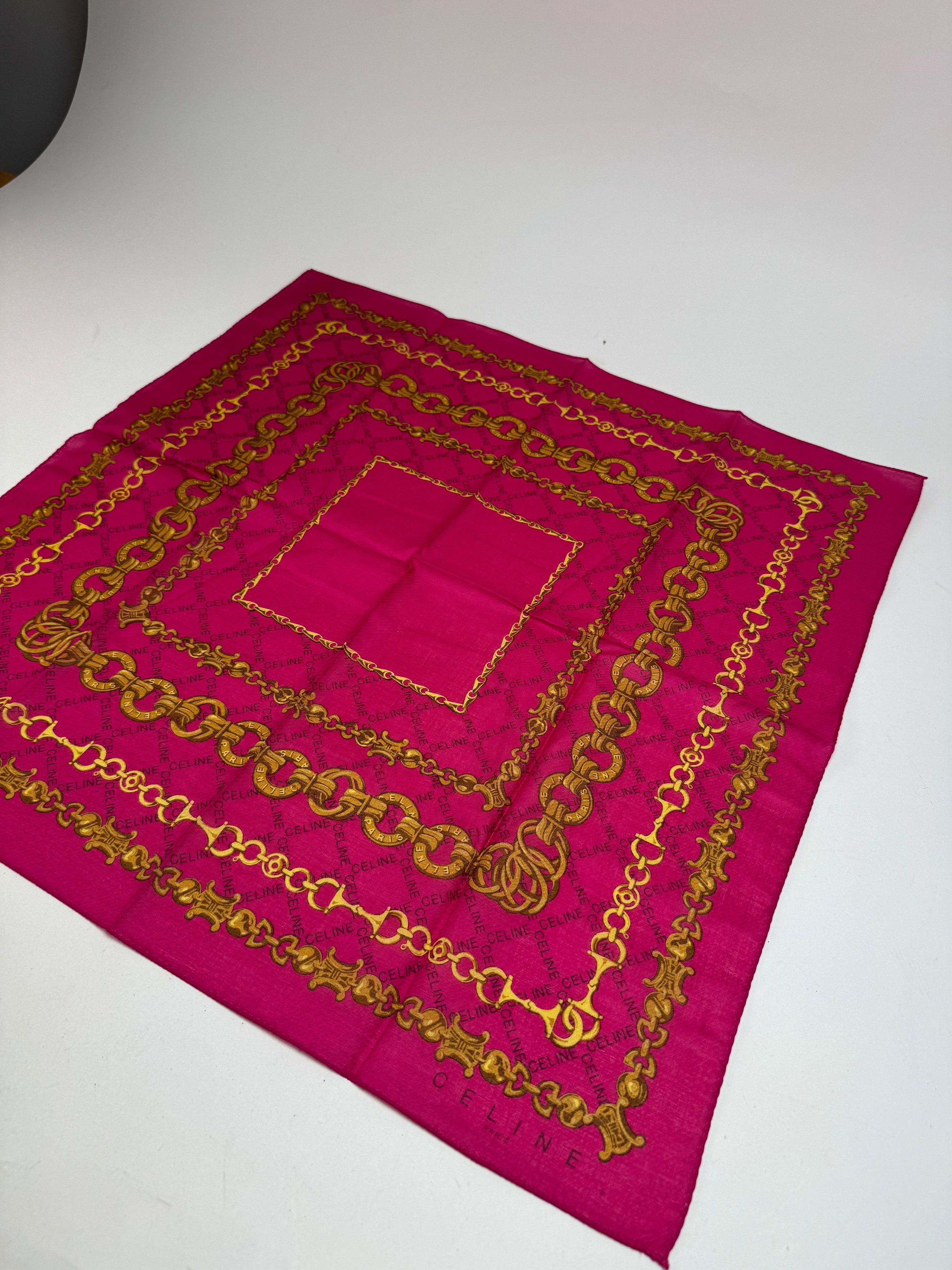 Celine Vintage Paris Scarf Purple Gold Size ONE SIZE - 6 Thumbnail