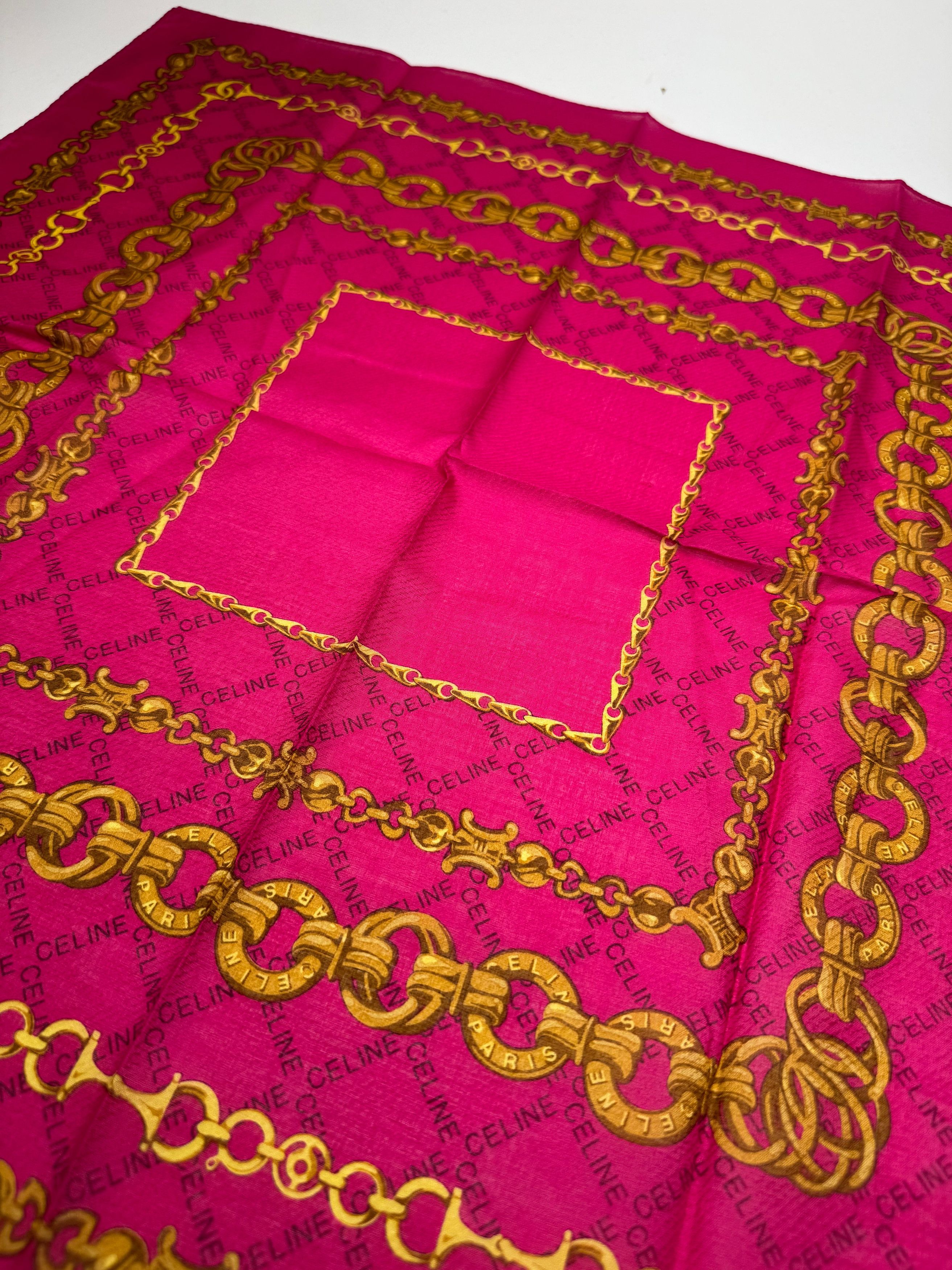 Celine Vintage Paris Scarf Purple Gold Size ONE SIZE - 4 Thumbnail