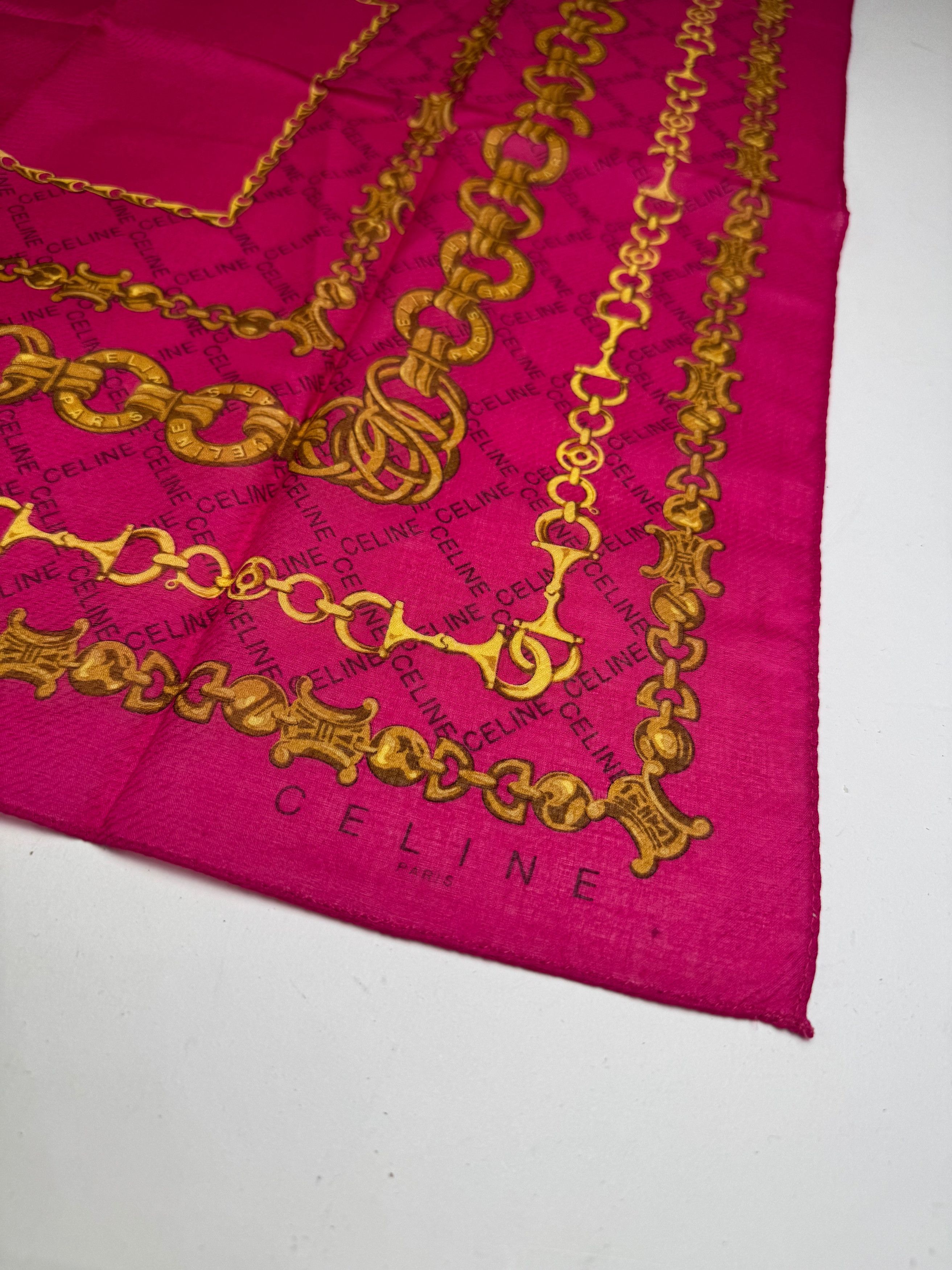 Celine Vintage Paris Scarf Purple Gold Size ONE SIZE - 3 Thumbnail