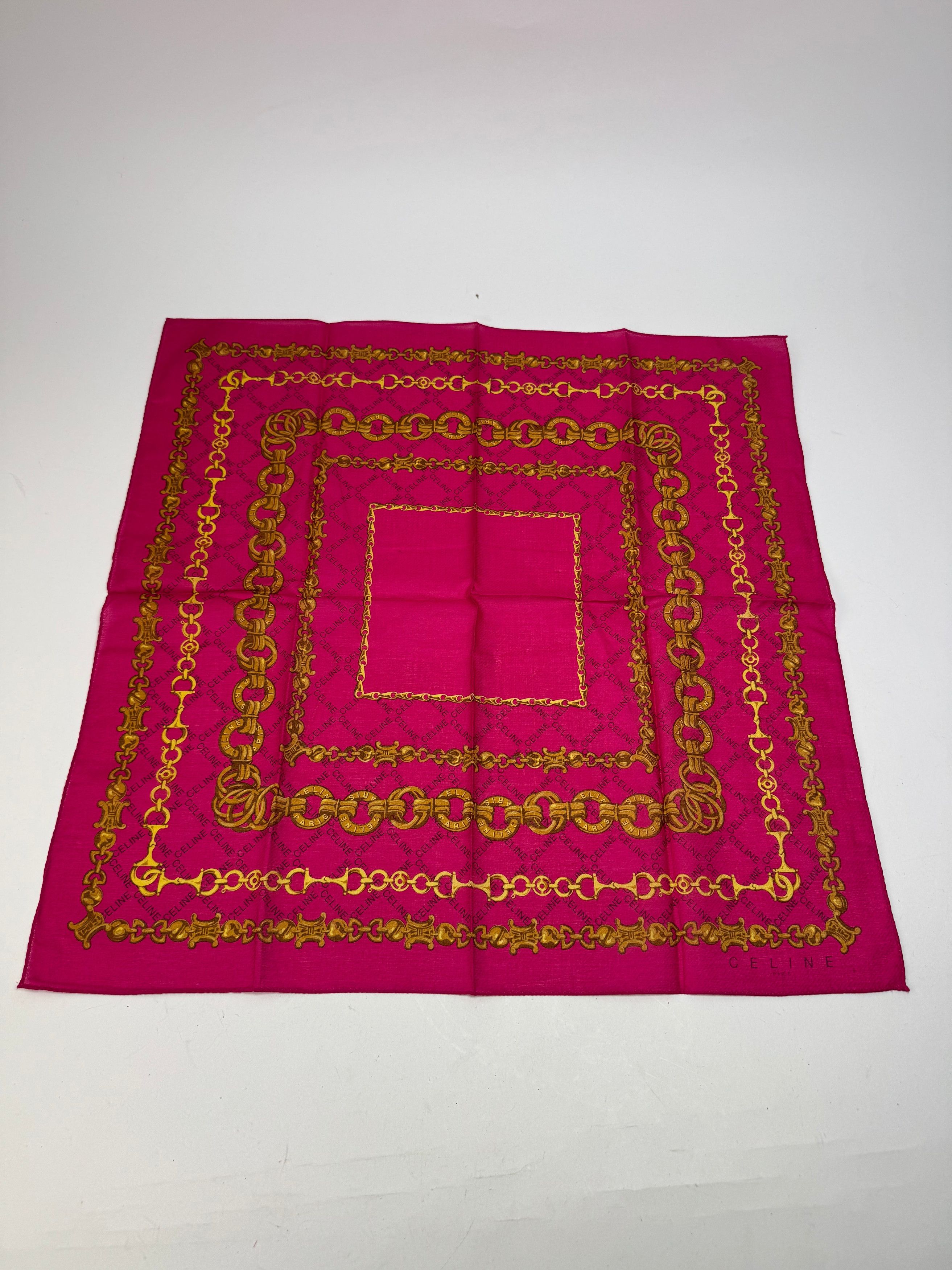 Celine Vintage Paris Scarf Purple Gold Size ONE SIZE - 9 Thumbnail