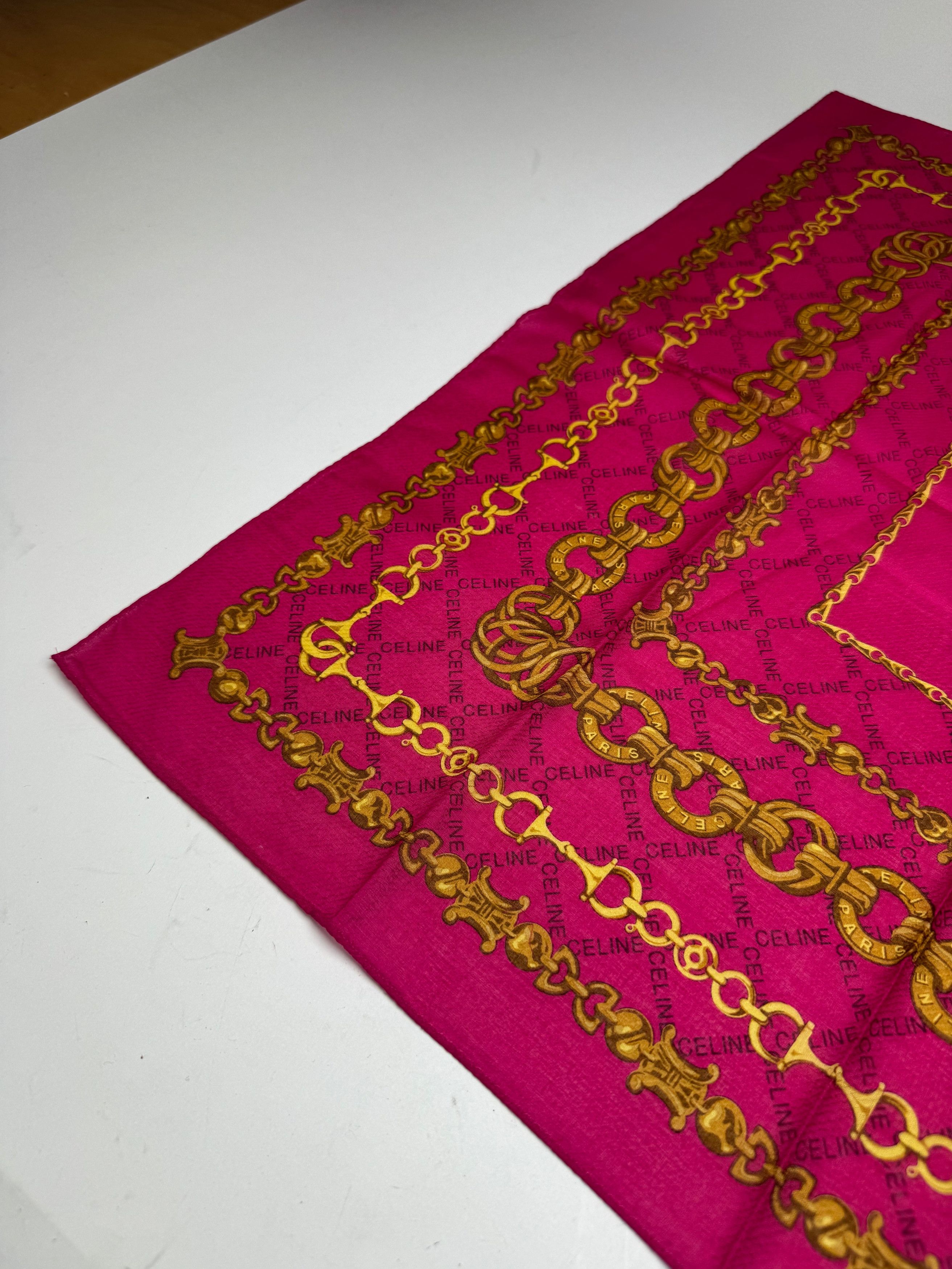 Celine Vintage Paris Scarf Purple Gold Size ONE SIZE - 5 Thumbnail