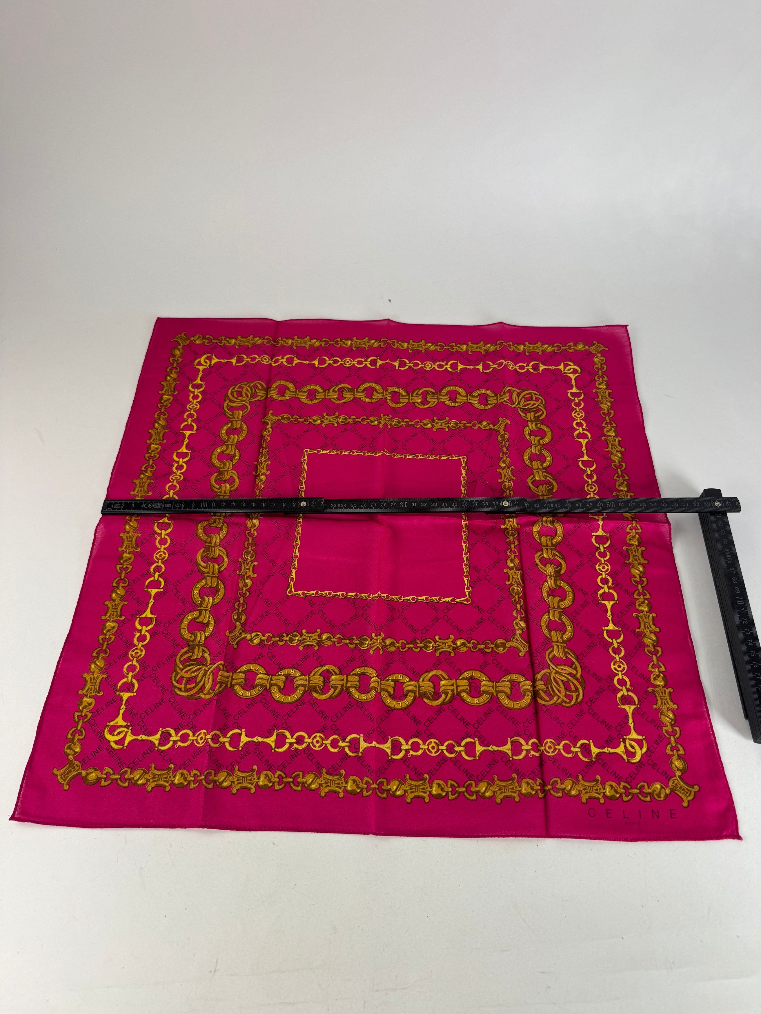 Celine Vintage Paris Scarf Purple Gold Size ONE SIZE - 7 Thumbnail