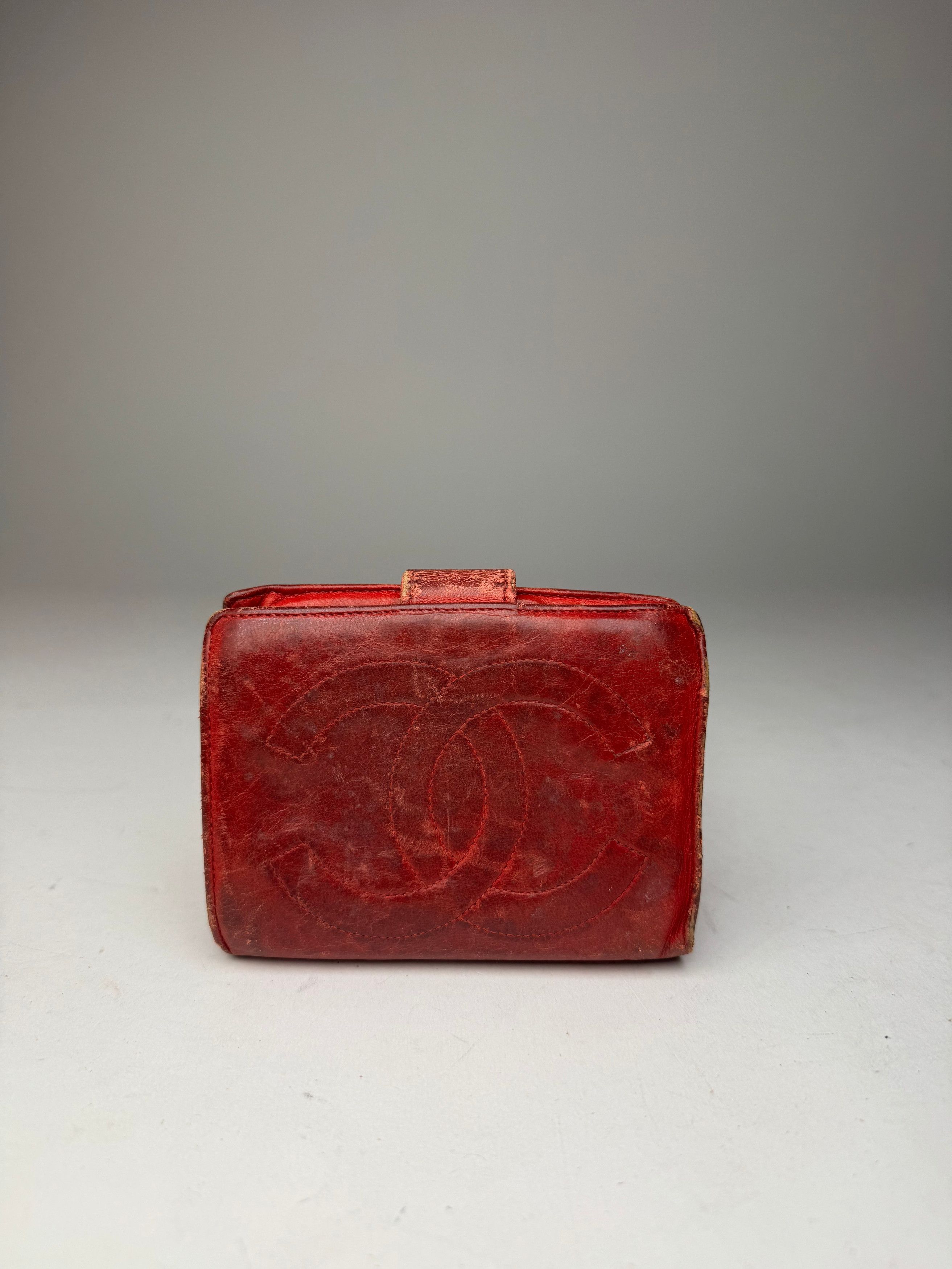 Chanel Vintage CC Leather Wallet Red Size ONE SIZE - 12 Thumbnail