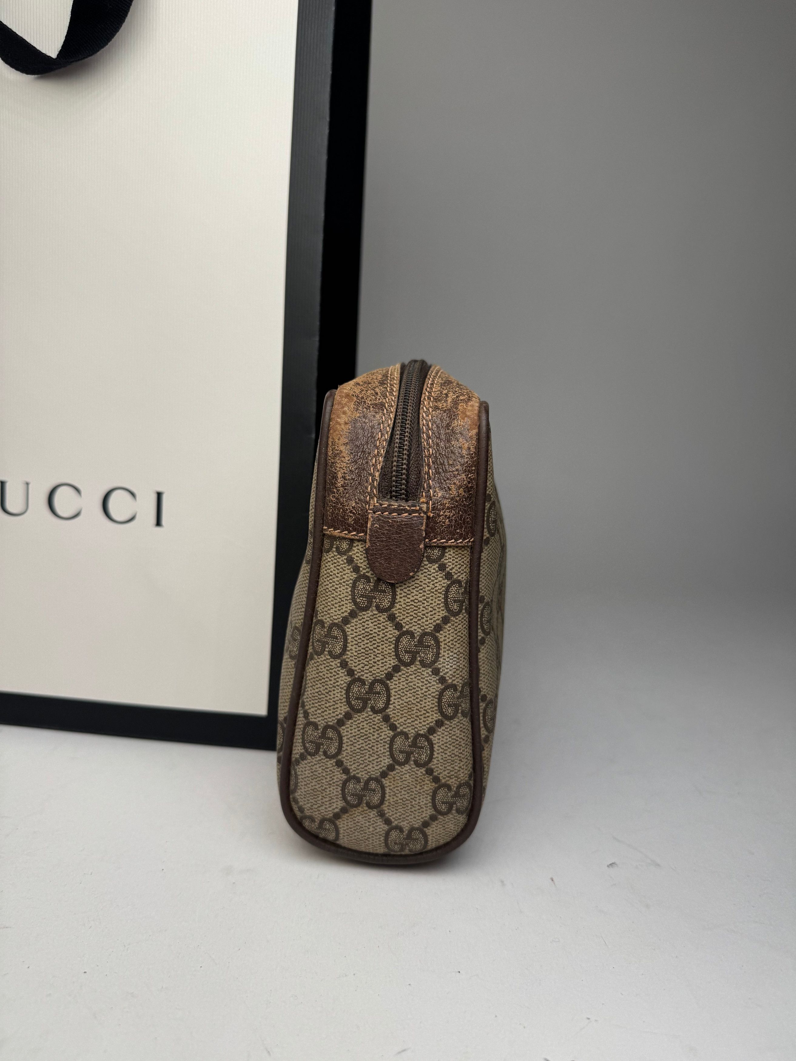 Gucci Vintage Ophidia Monogram Leather Clutch Grey Brown Size ONE SIZE - 9 Thumbnail