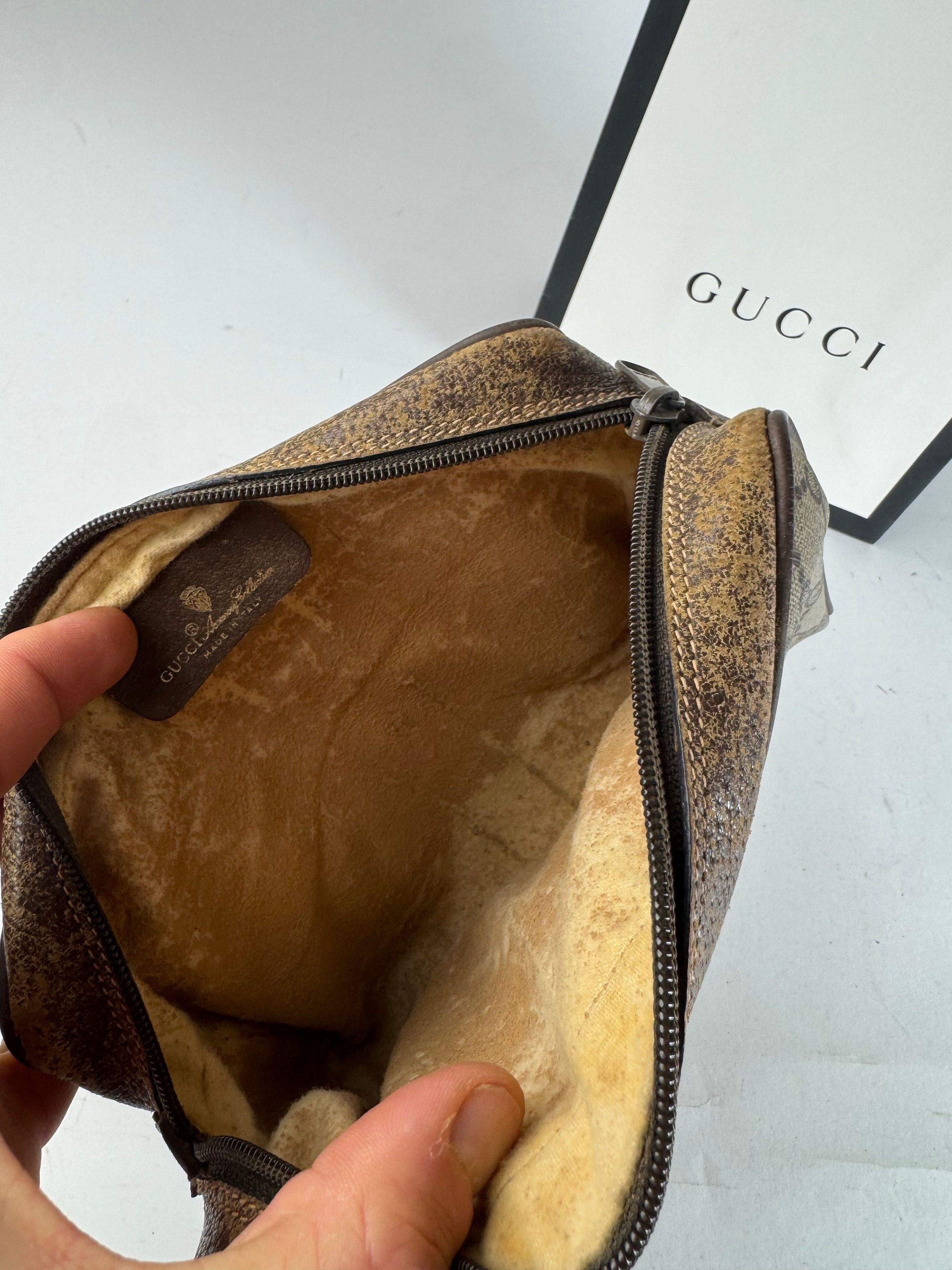 Gucci Vintage Ophidia Monogram Leather Clutch Grey Brown Size ONE SIZE - 3 Thumbnail