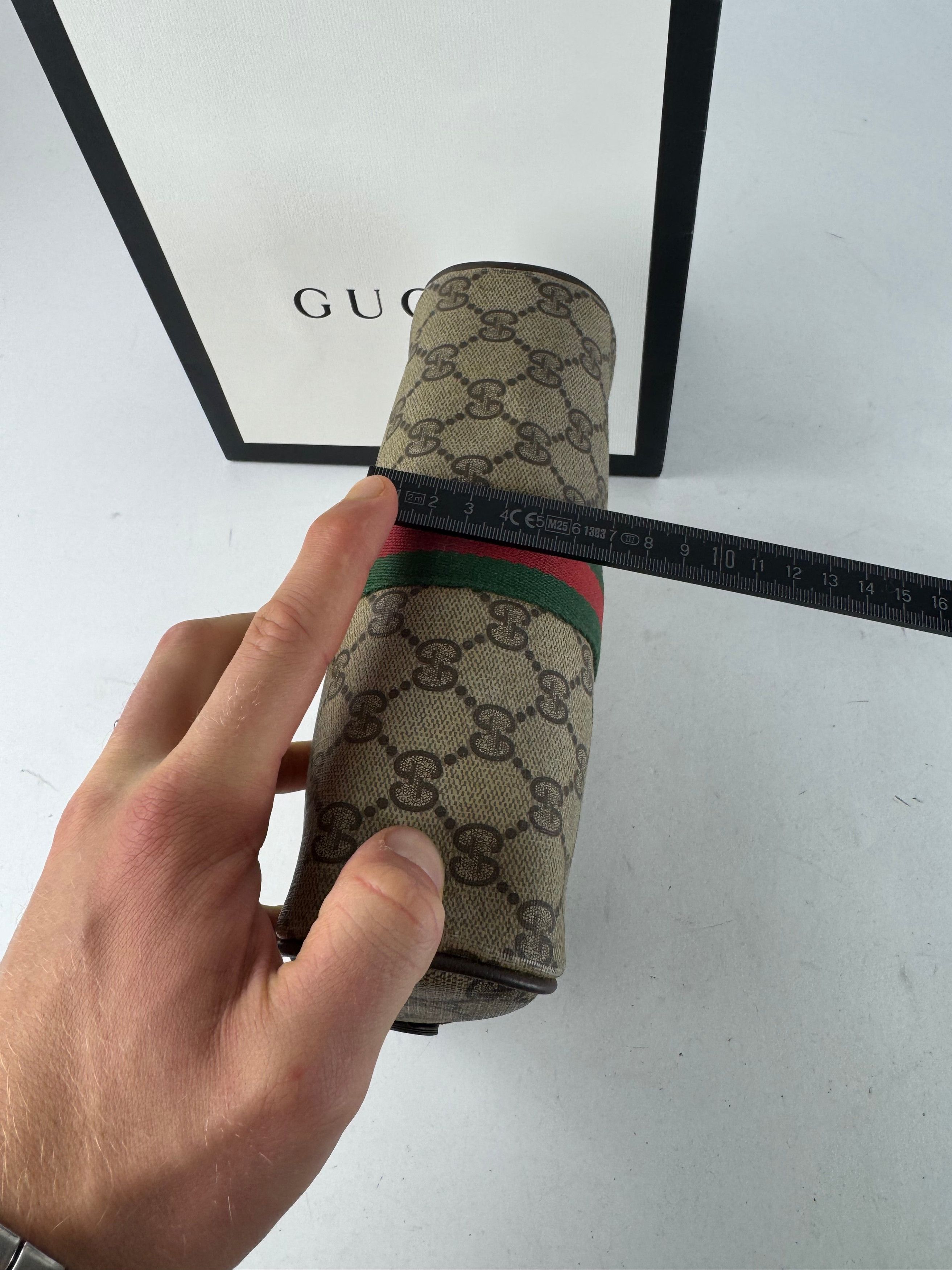 Gucci Vintage Ophidia Monogram Leather Clutch Grey Brown Size ONE SIZE - 12 Thumbnail