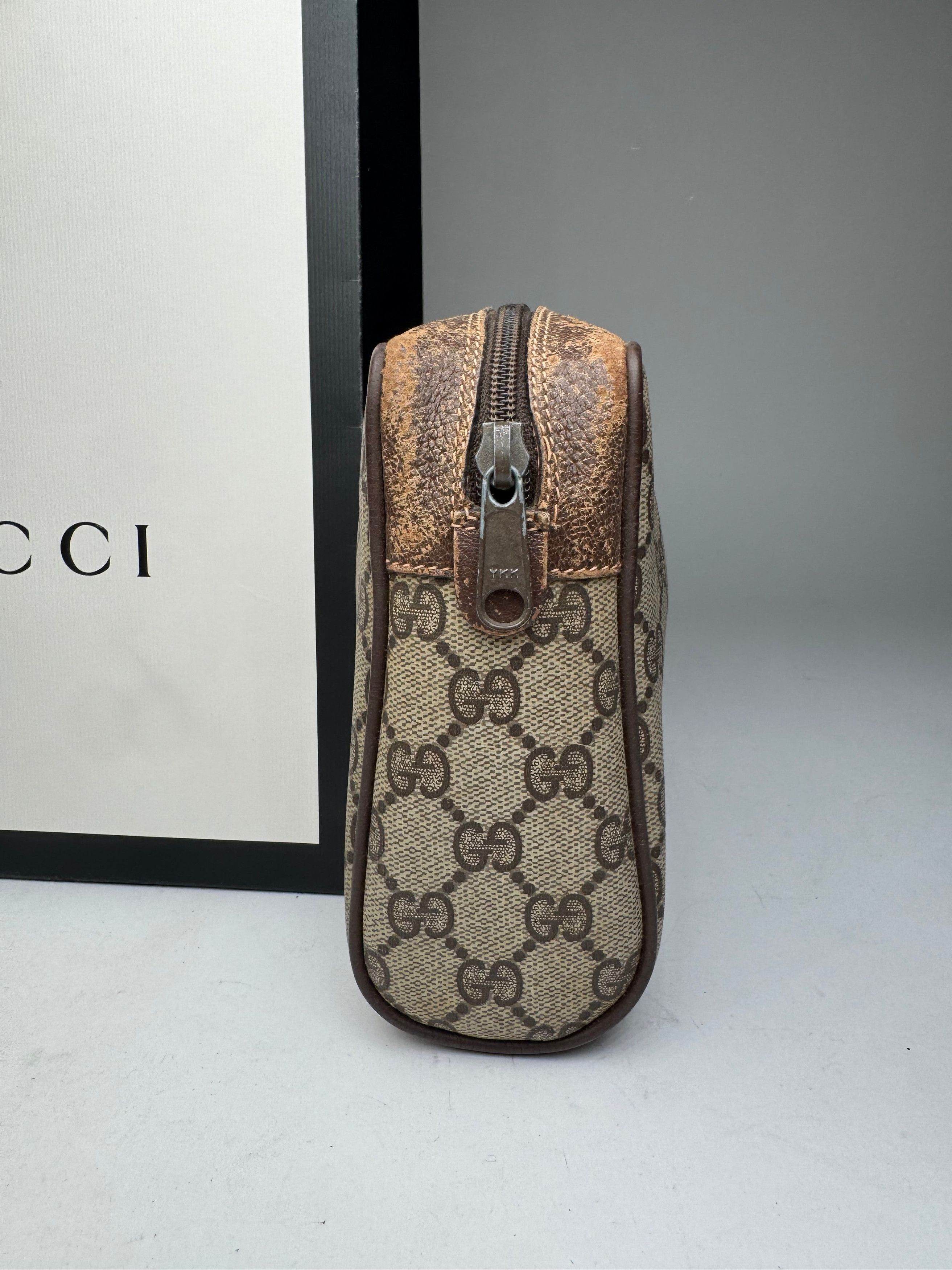 Gucci Vintage Ophidia Monogram Leather Clutch Grey Brown Size ONE SIZE - 7 Thumbnail