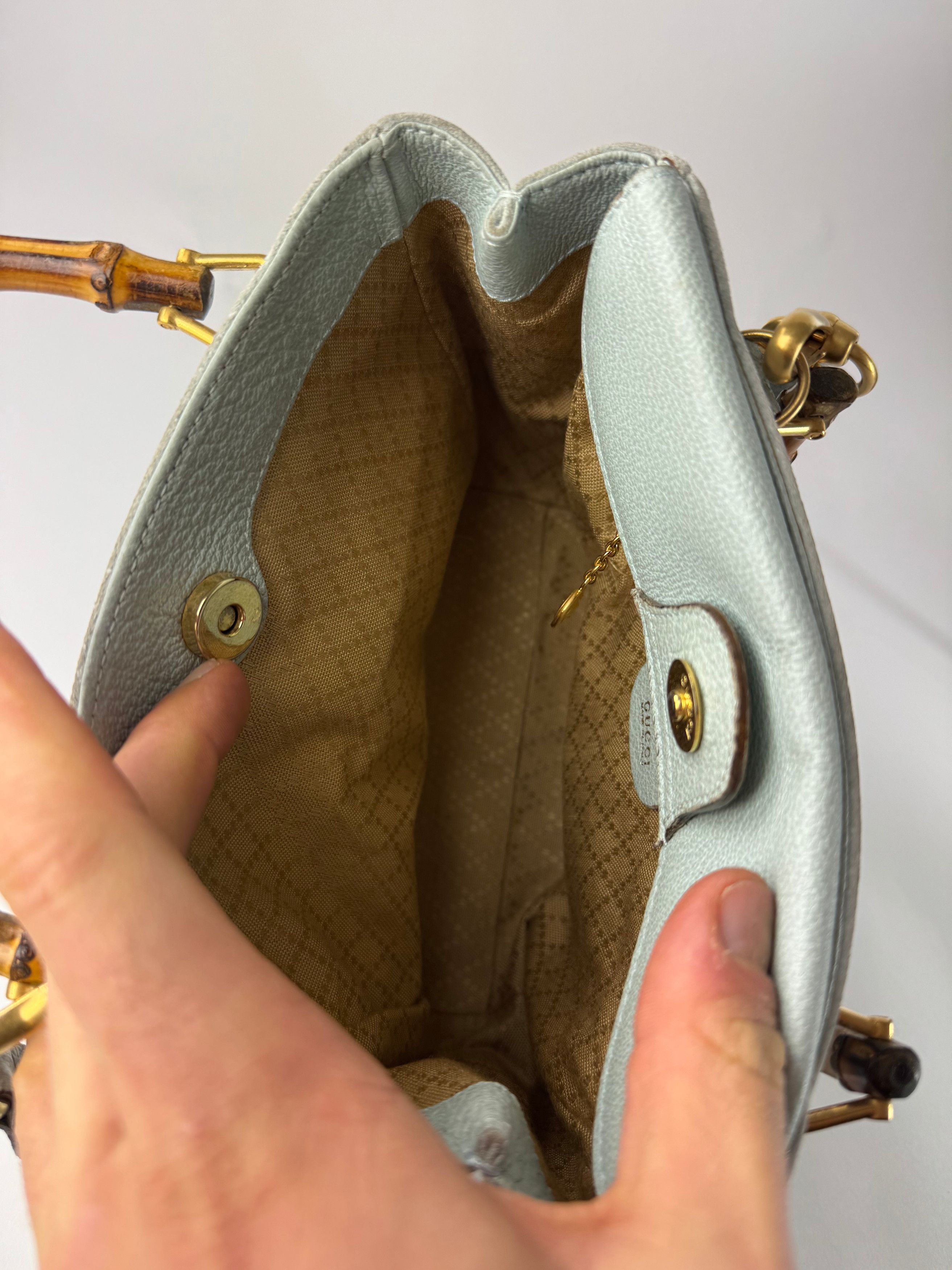 Gucci Vintage Suede 2Way Bamboo Handbag Light Blue Size ONE SIZE - 7 Thumbnail