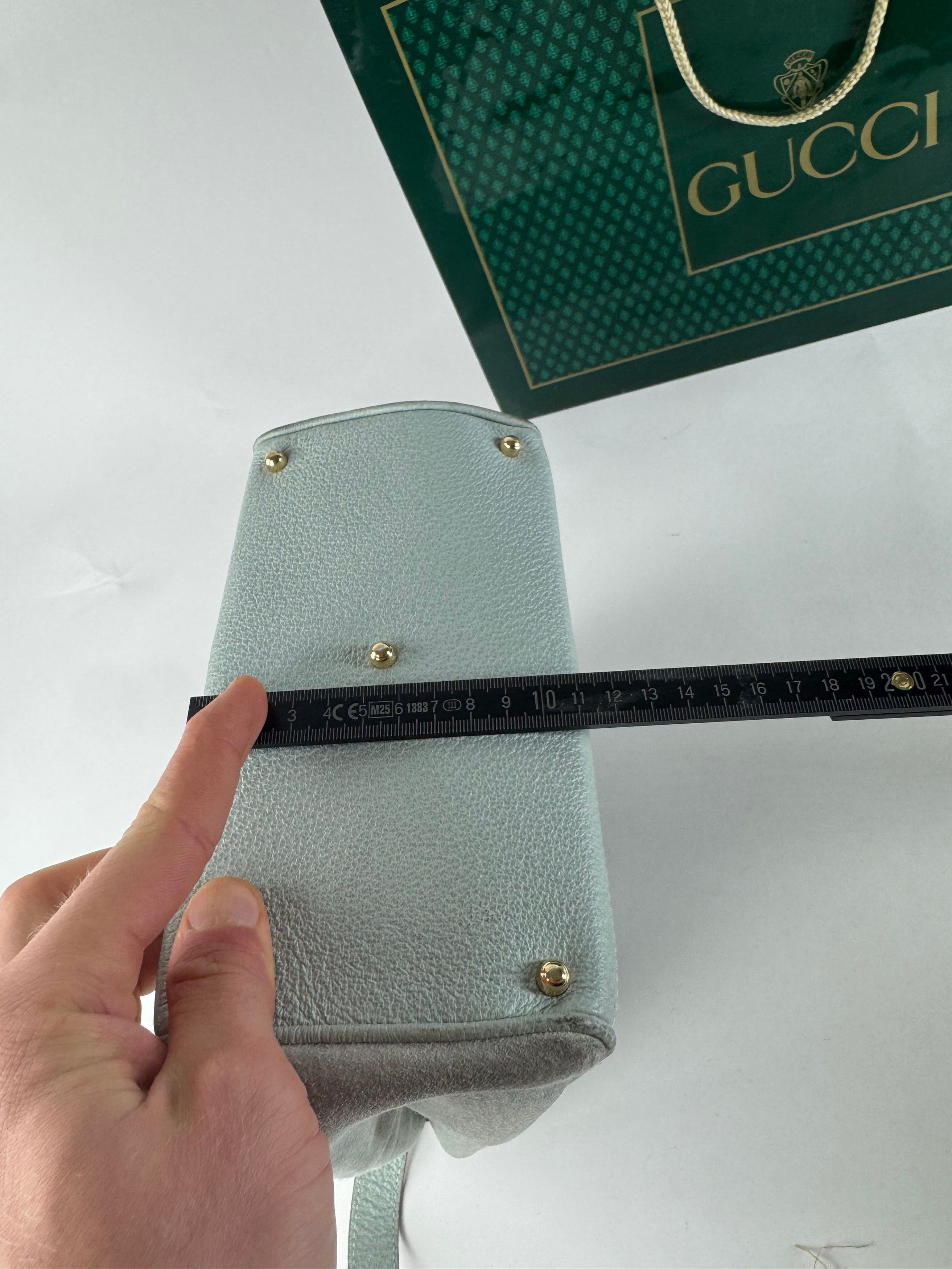 Gucci Vintage Suede 2Way Bamboo Handbag Light Blue Size ONE SIZE - 12 Thumbnail