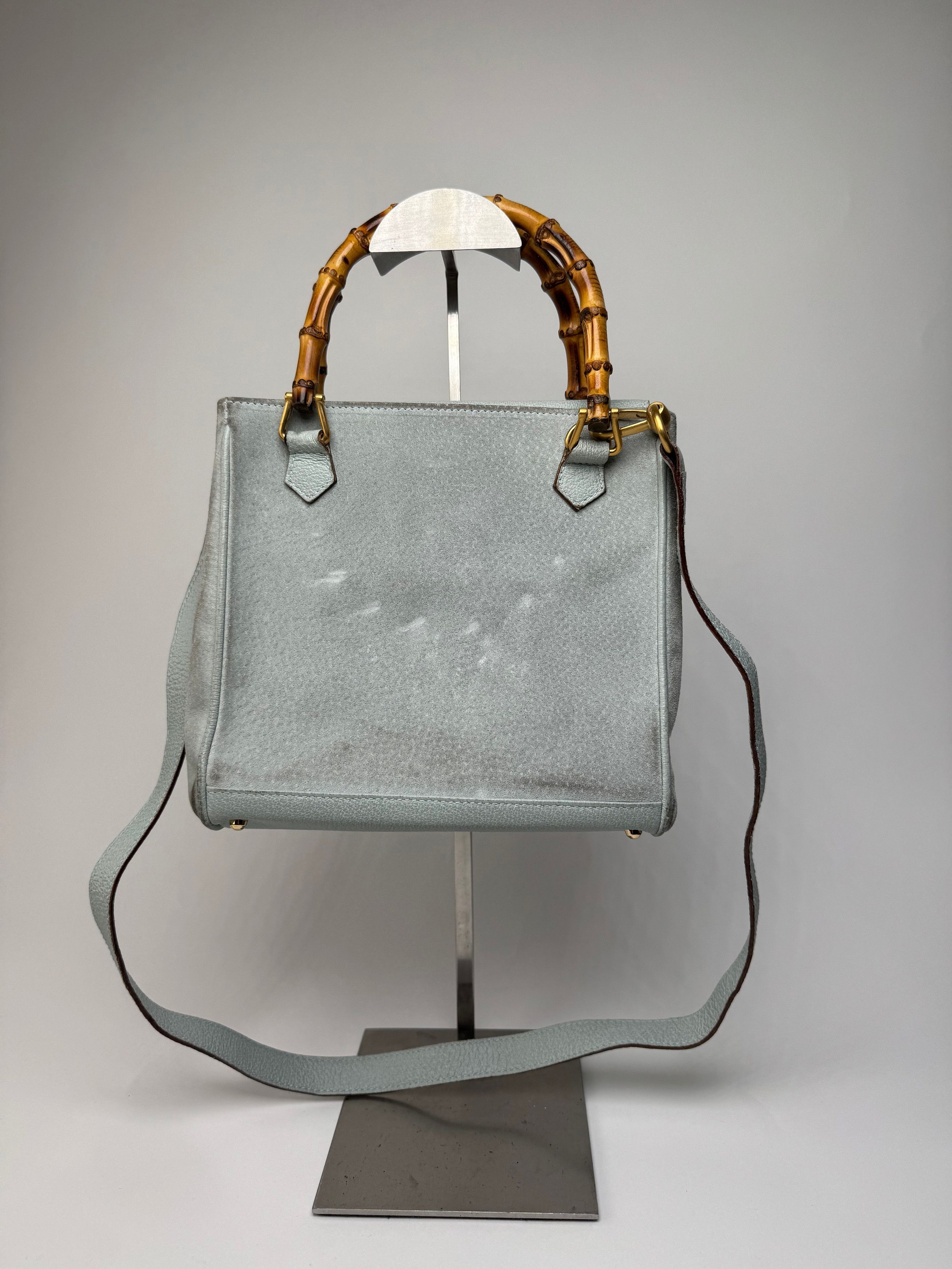 Gucci Vintage Suede 2Way Bamboo Handbag Light Blue Size ONE SIZE - 5 Thumbnail