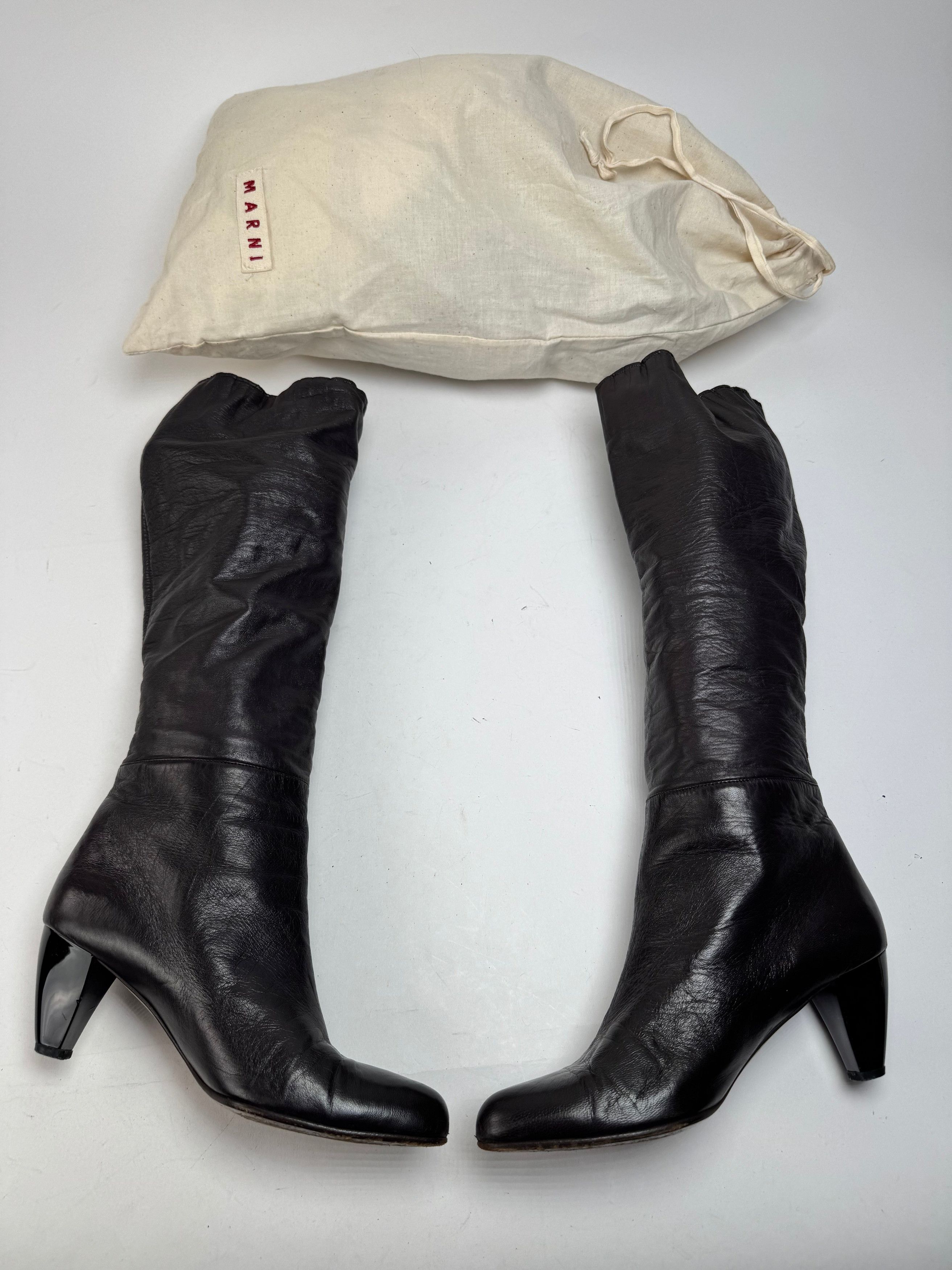 Marni Vintage Leather Heeled Boots Brown EU38 Size US 7 / IT 37 - 11 Thumbnail