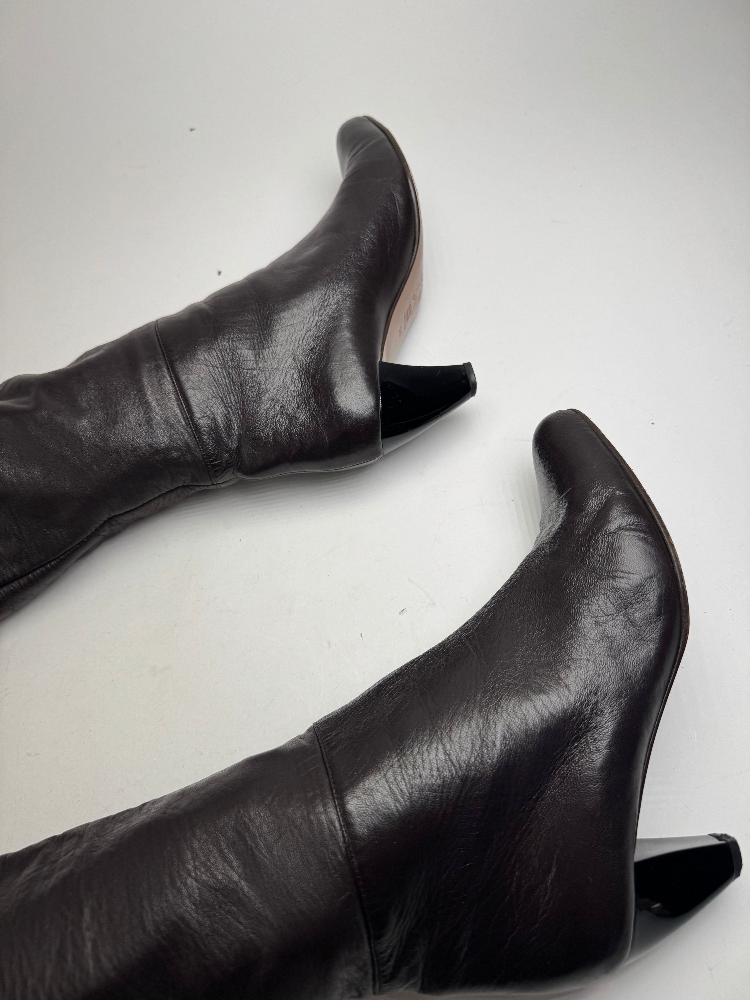 Marni Vintage Leather Heeled Boots Brown EU38 Size US 7 / IT 37 - 8 Thumbnail