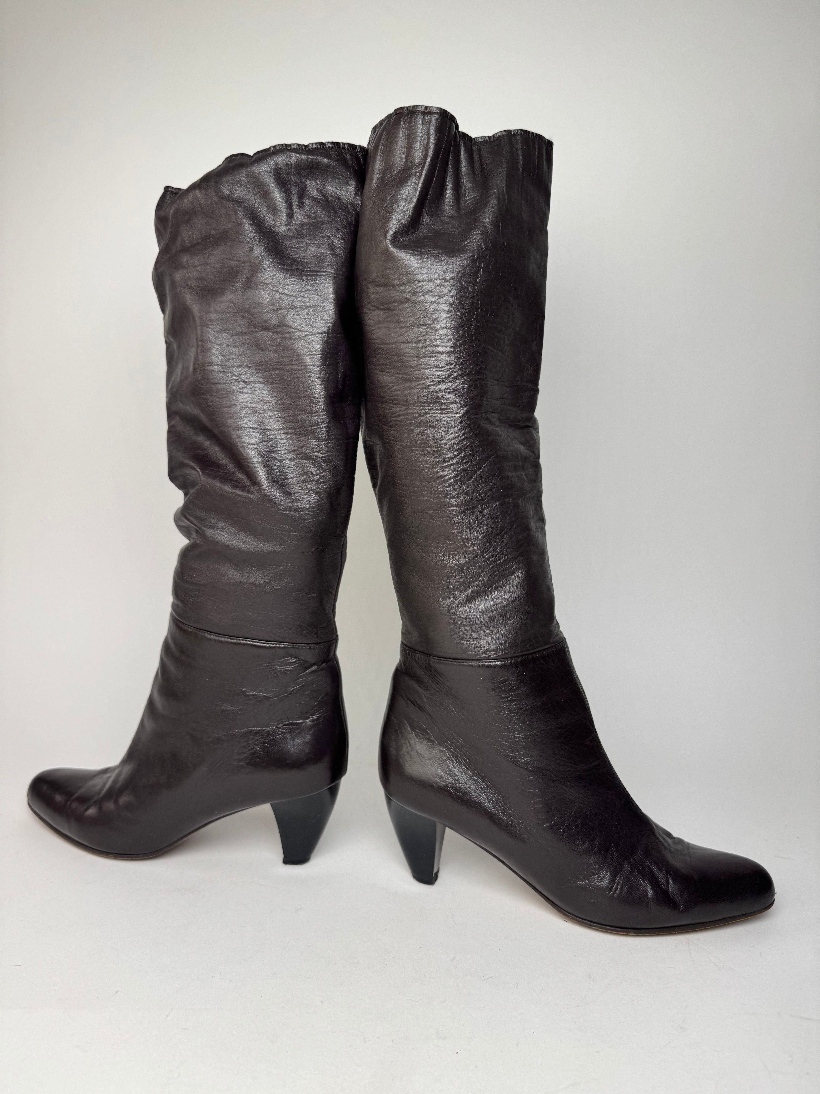 Marni Vintage Leather Heeled Boots Brown EU38 Size US 7 / IT 37 - 5 Thumbnail