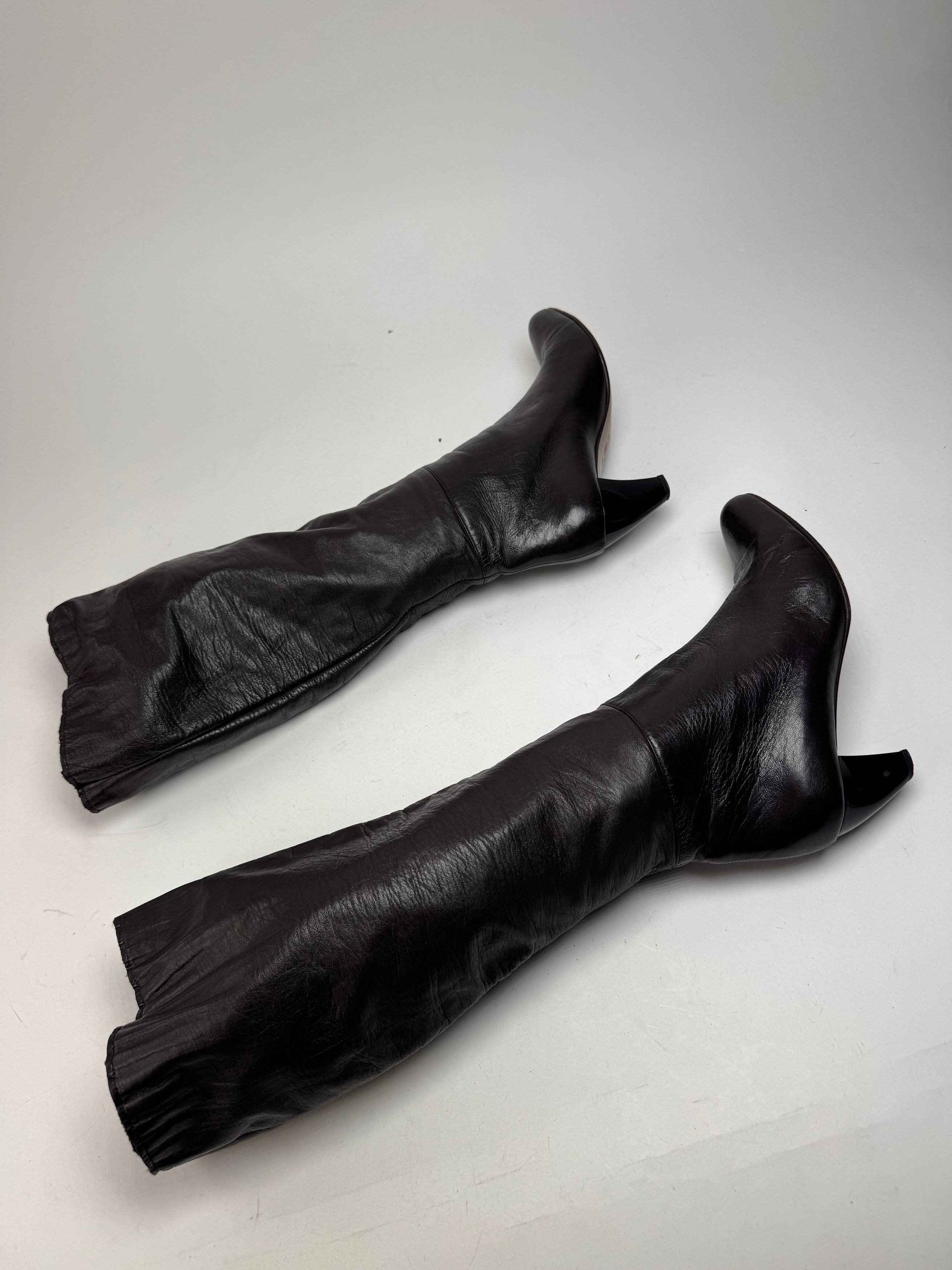 Marni Vintage Leather Heeled Boots Brown EU38 Size US 7 / IT 37 - 7 Thumbnail