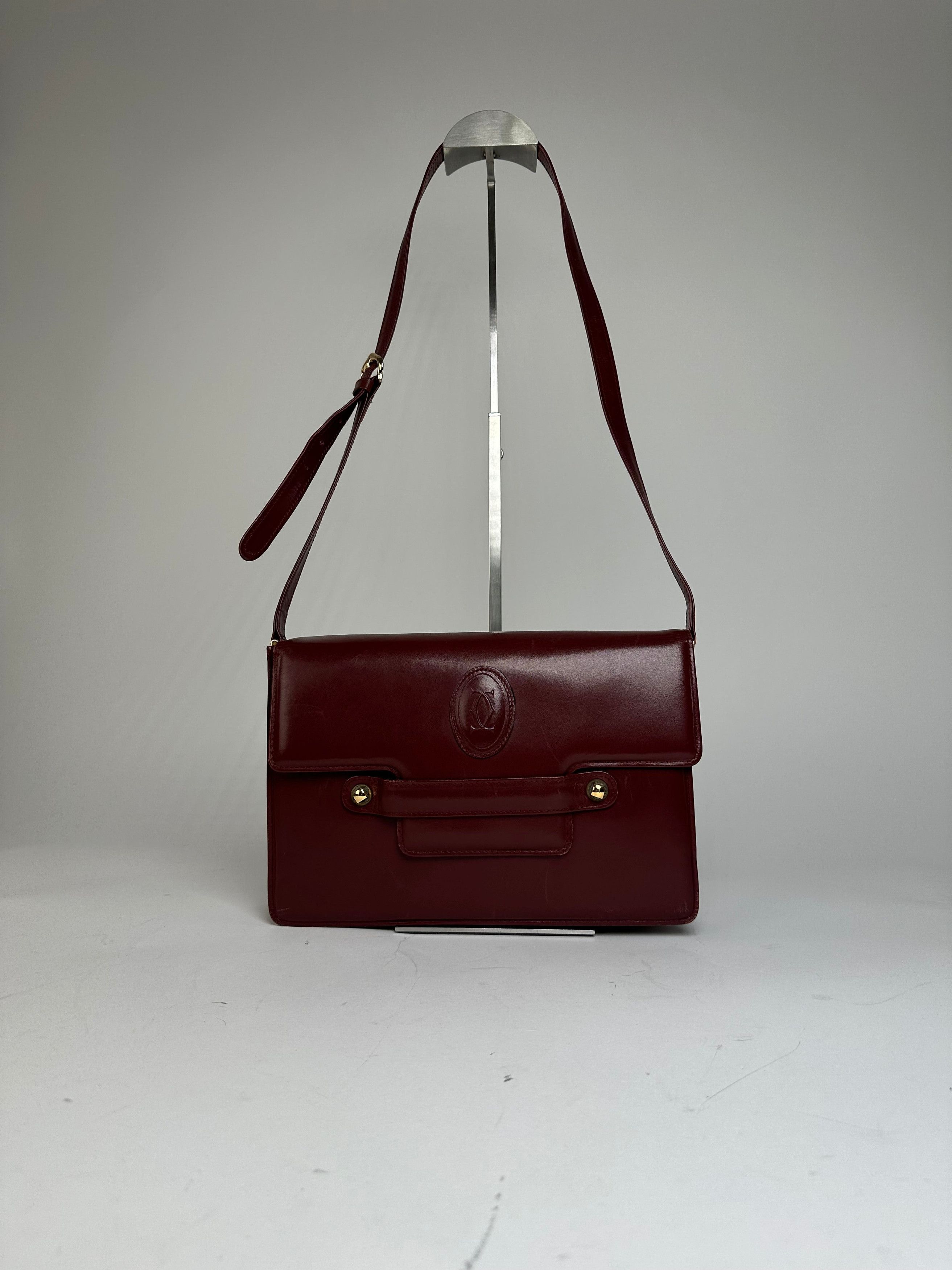 Cartier Vintage Logo Leather Bag Burgundy Size ONE SIZE - 10 Thumbnail