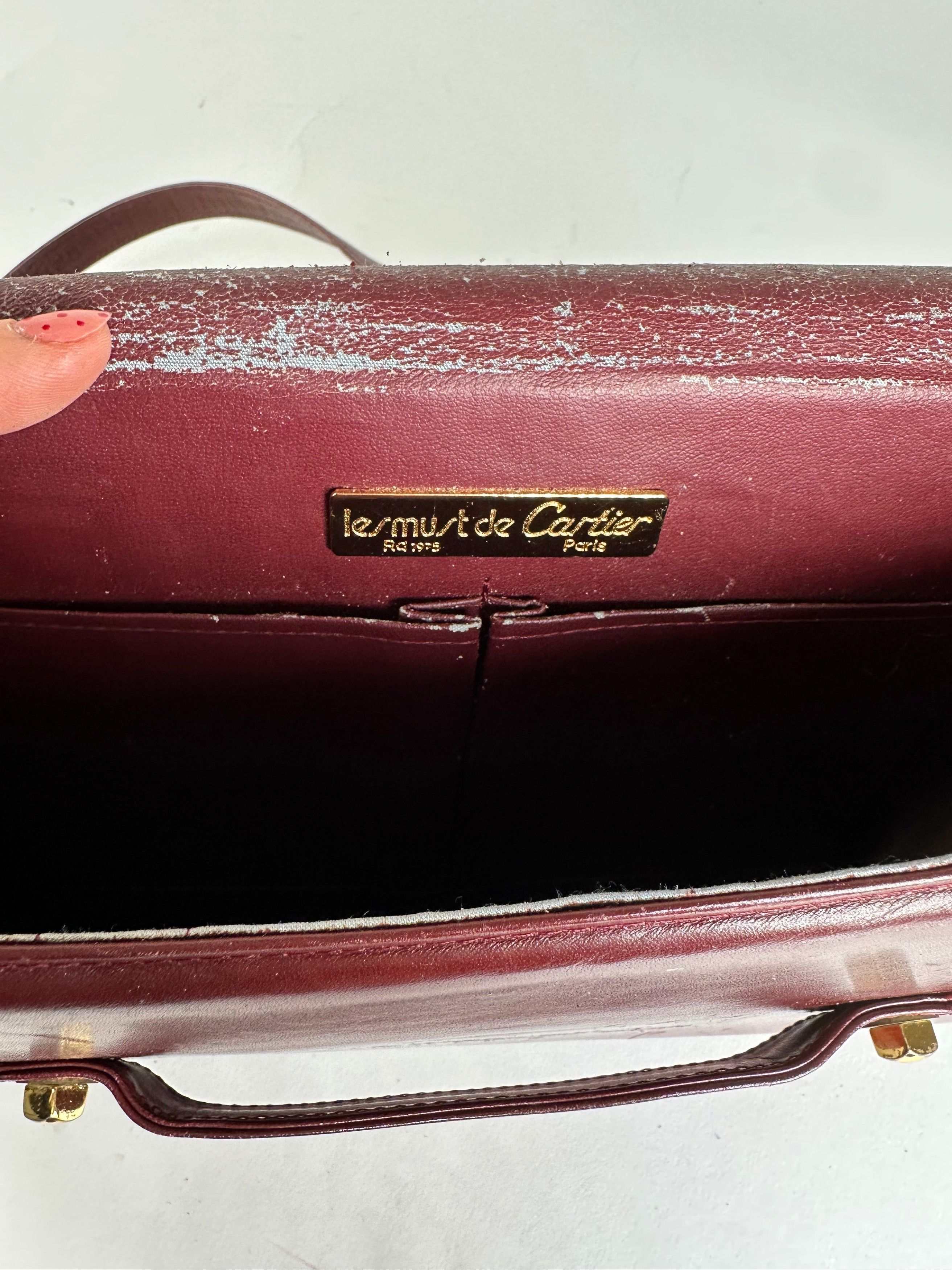 Cartier Vintage Logo Leather Bag Burgundy Size ONE SIZE - 7 Thumbnail