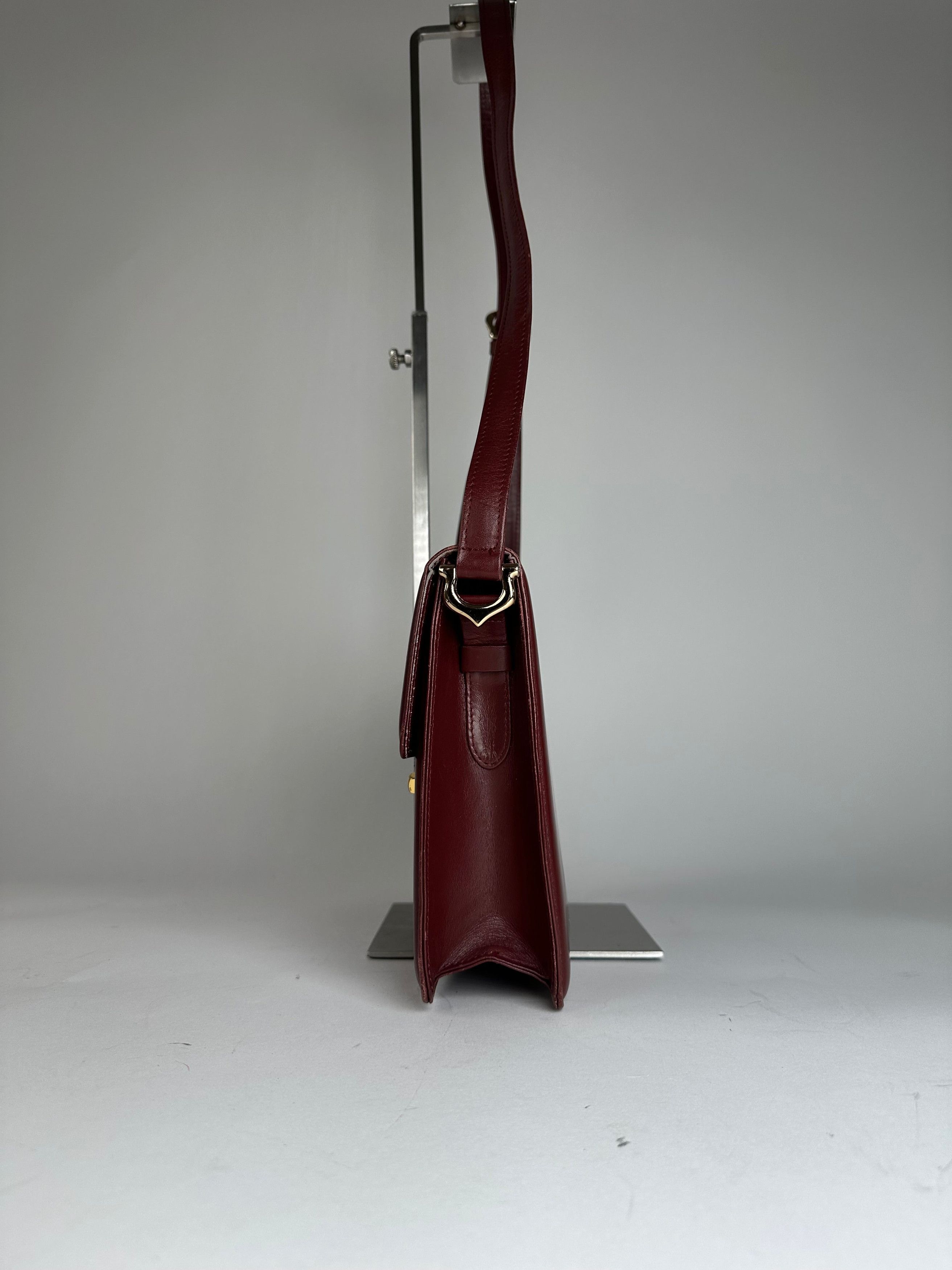 Cartier Vintage Logo Leather Bag Burgundy Size ONE SIZE - 3 Thumbnail