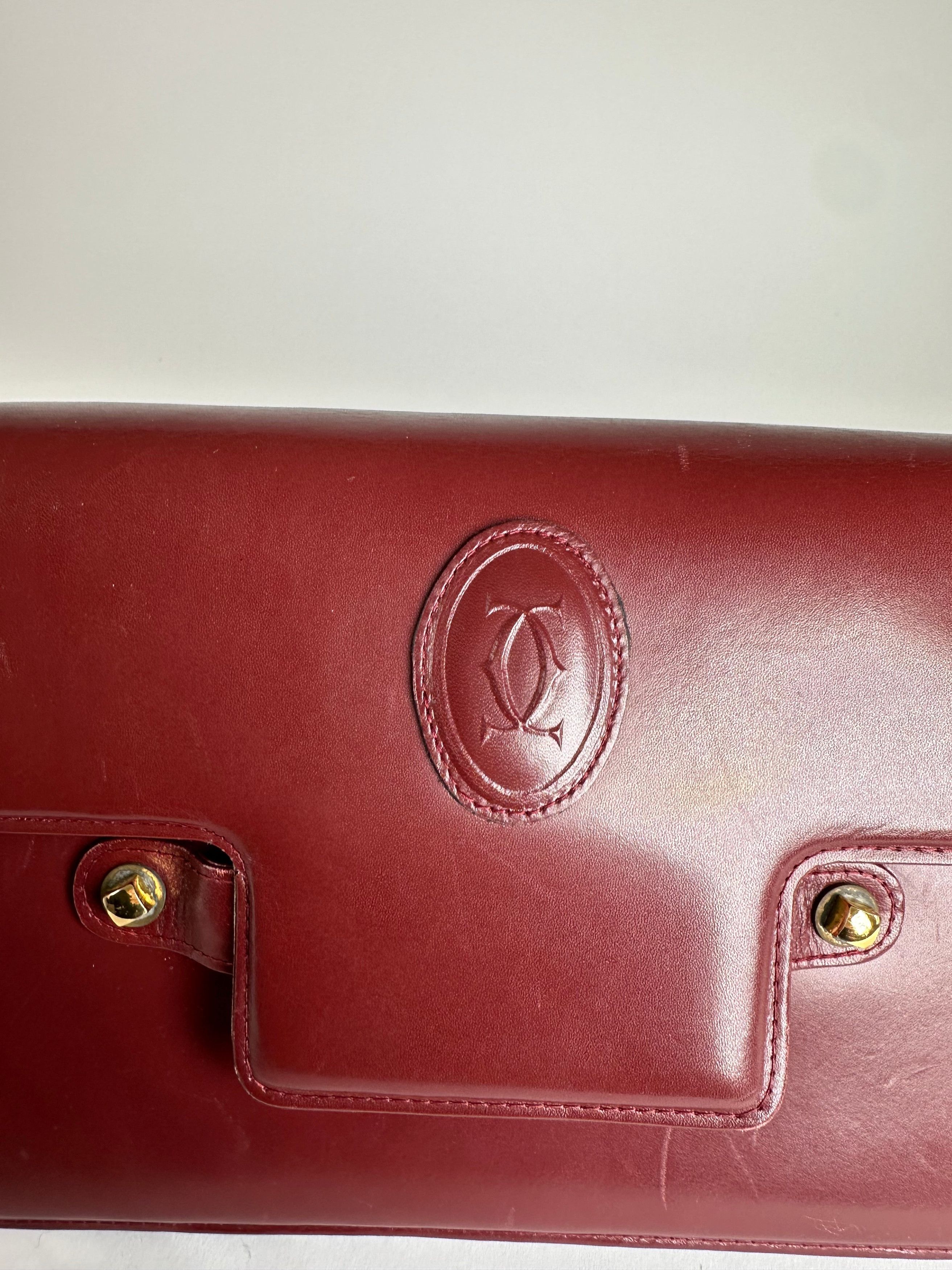 Cartier Vintage Logo Leather Bag Burgundy Size ONE SIZE - 9 Thumbnail
