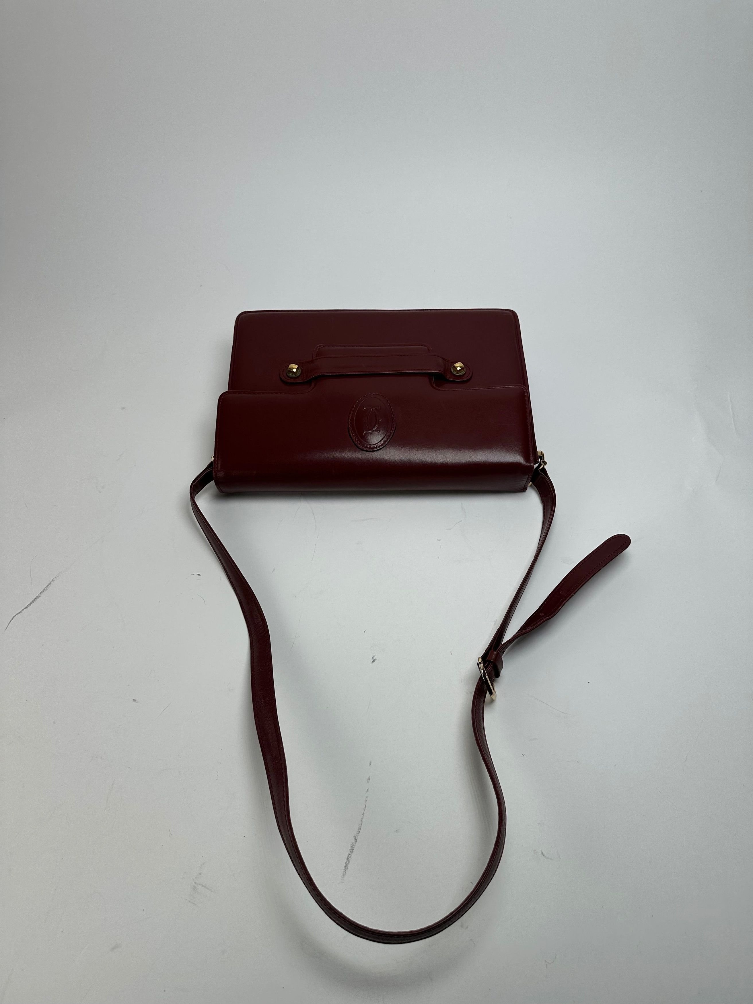 Cartier Vintage Logo Leather Bag Burgundy Size ONE SIZE - 6 Thumbnail