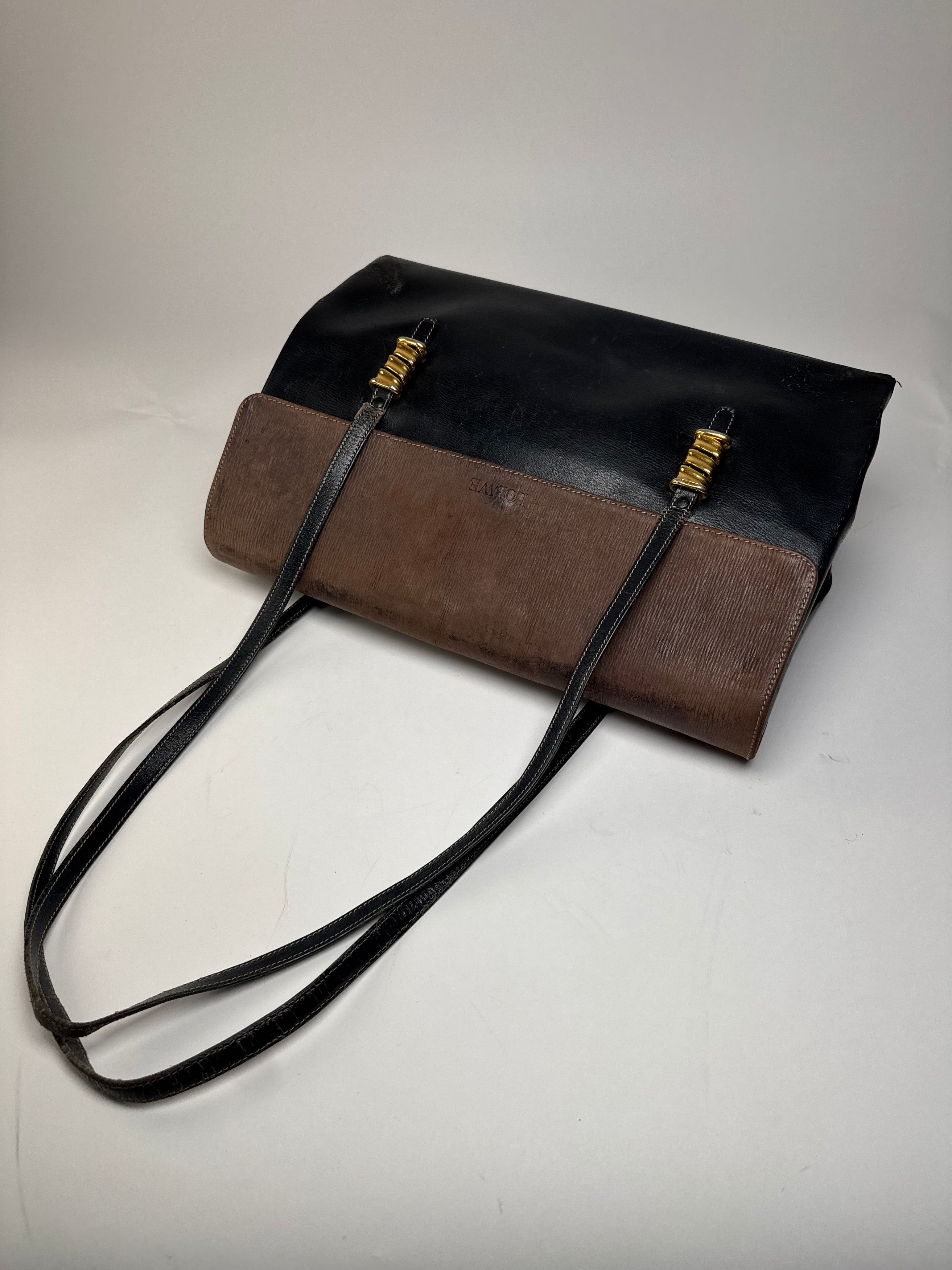 Loewe Vintage Madrid Leather Handbag Brown Black Size ONE SIZE - 11 Thumbnail