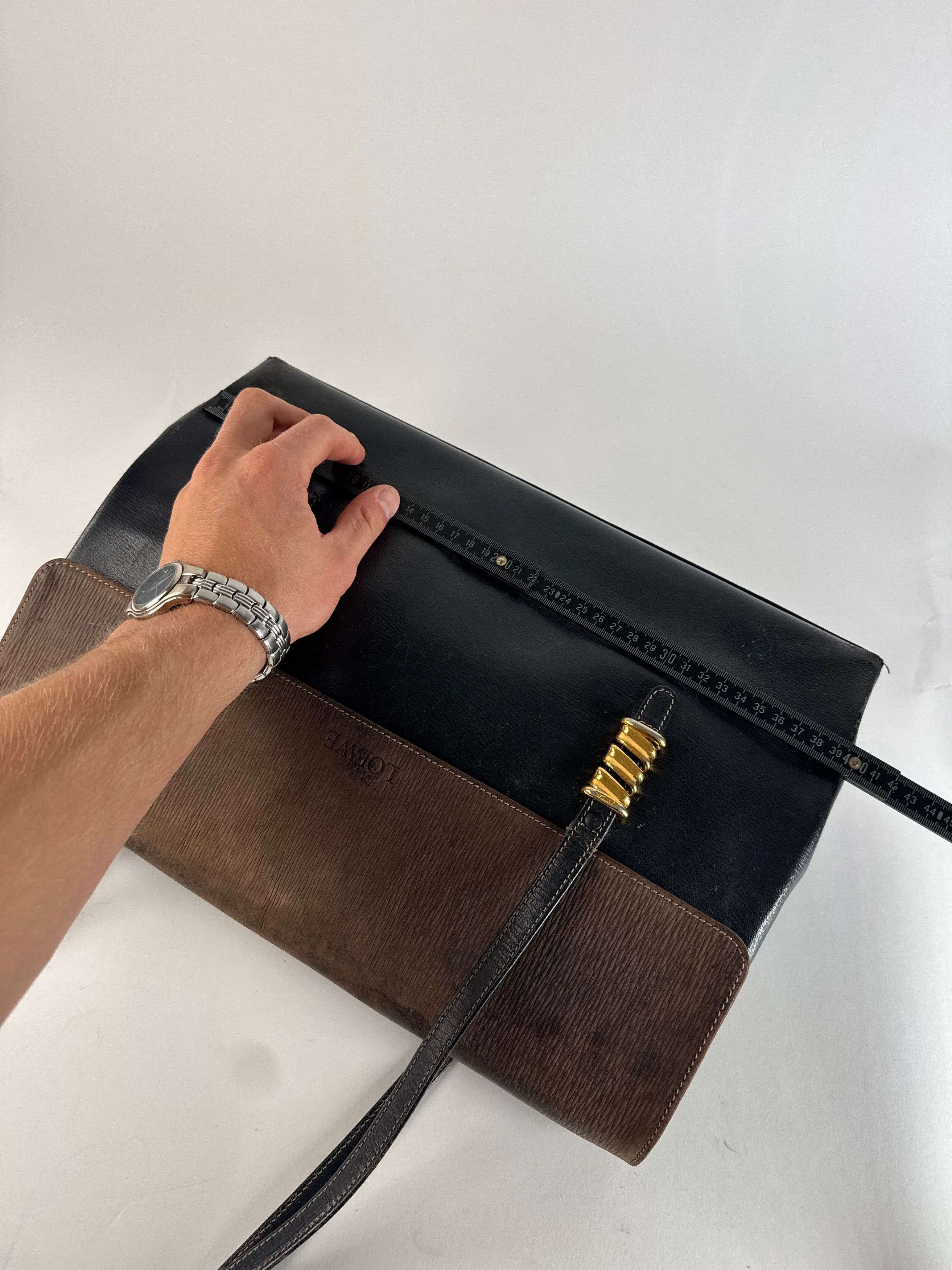 Loewe Vintage Madrid Leather Handbag Brown Black Size ONE SIZE - 12 Thumbnail