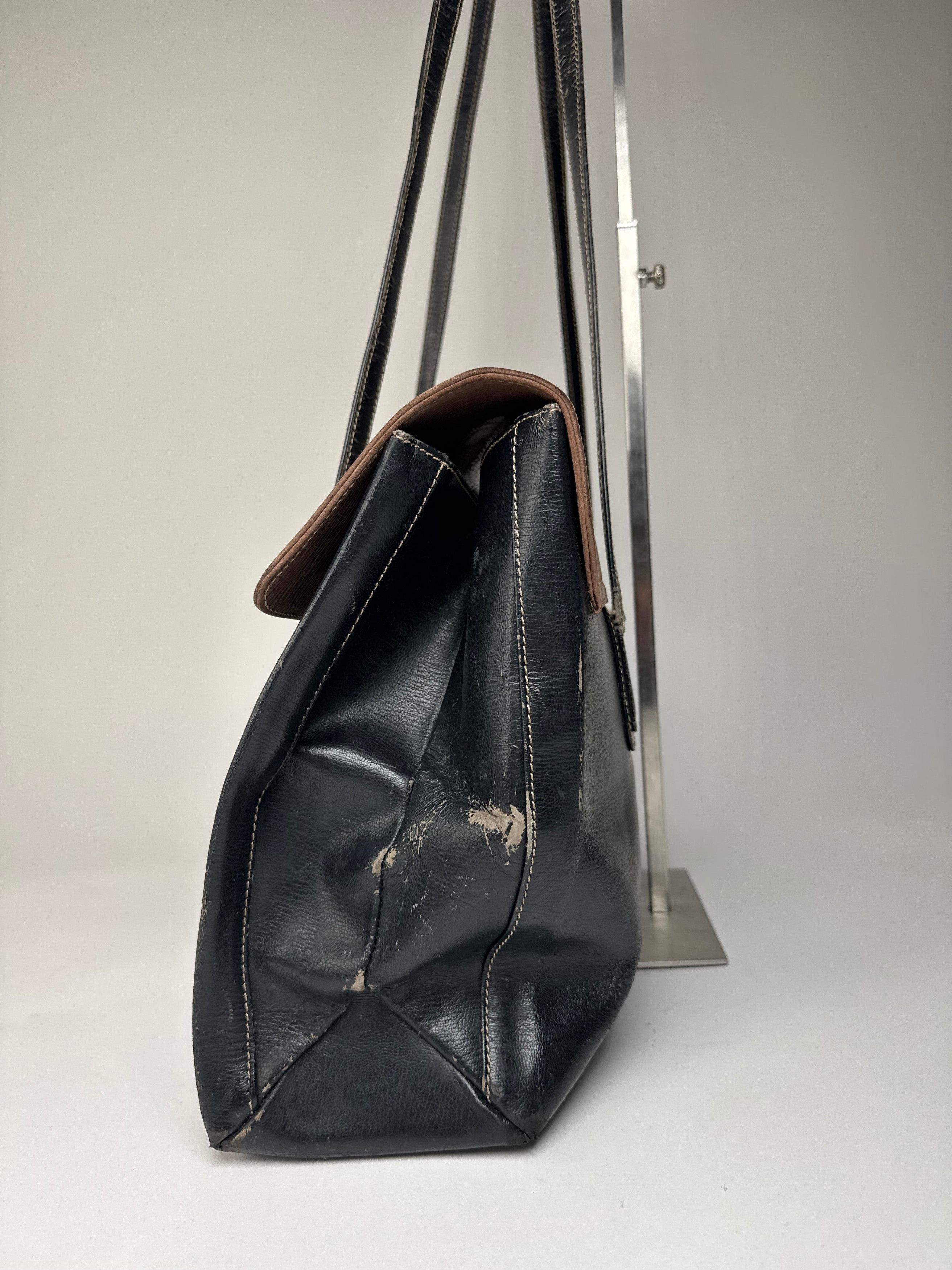 Loewe Vintage Madrid Leather Handbag Brown Black Size ONE SIZE - 7 Thumbnail