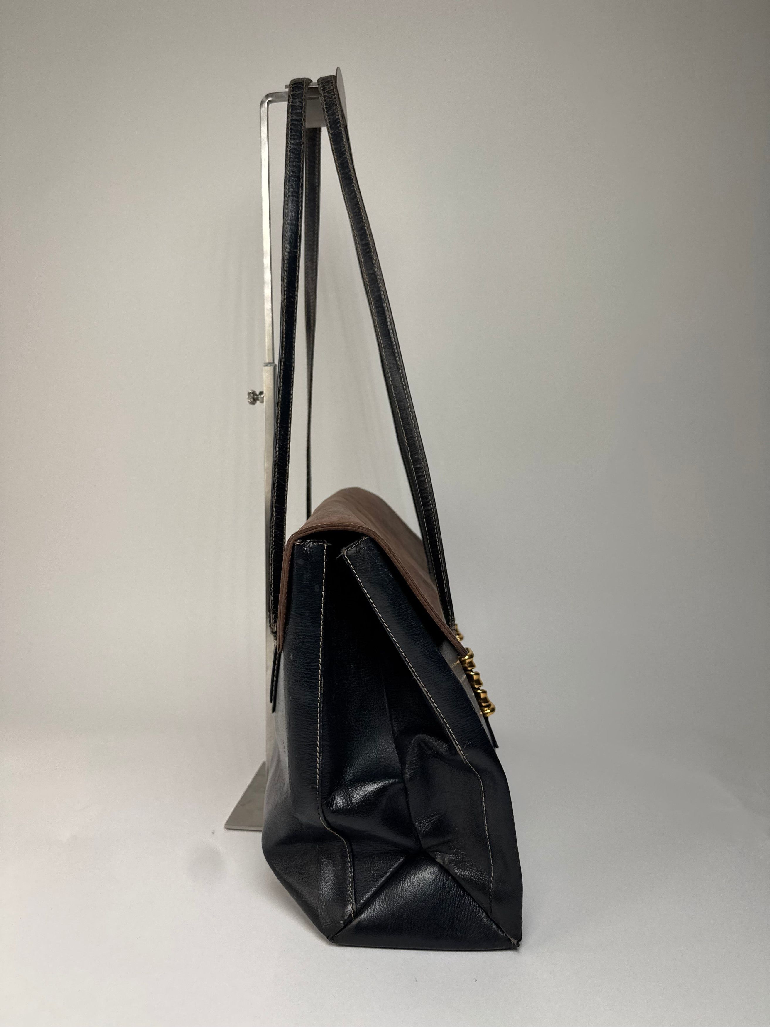 Loewe Vintage Madrid Leather Handbag Brown Black Size ONE SIZE - 9 Thumbnail