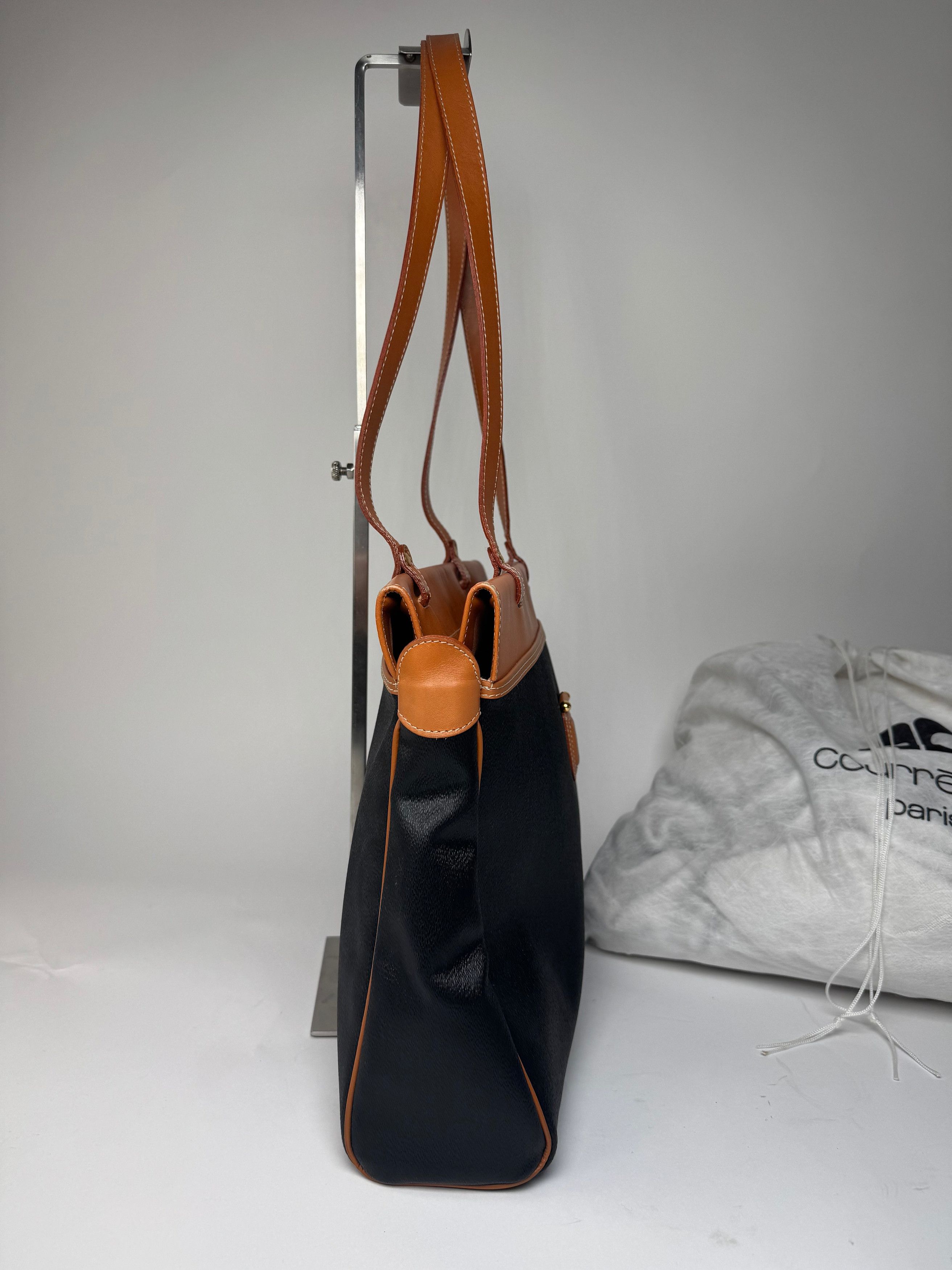 Courreges Vintage Leather Handbag Black Brown Size ONE SIZE - 6 Thumbnail