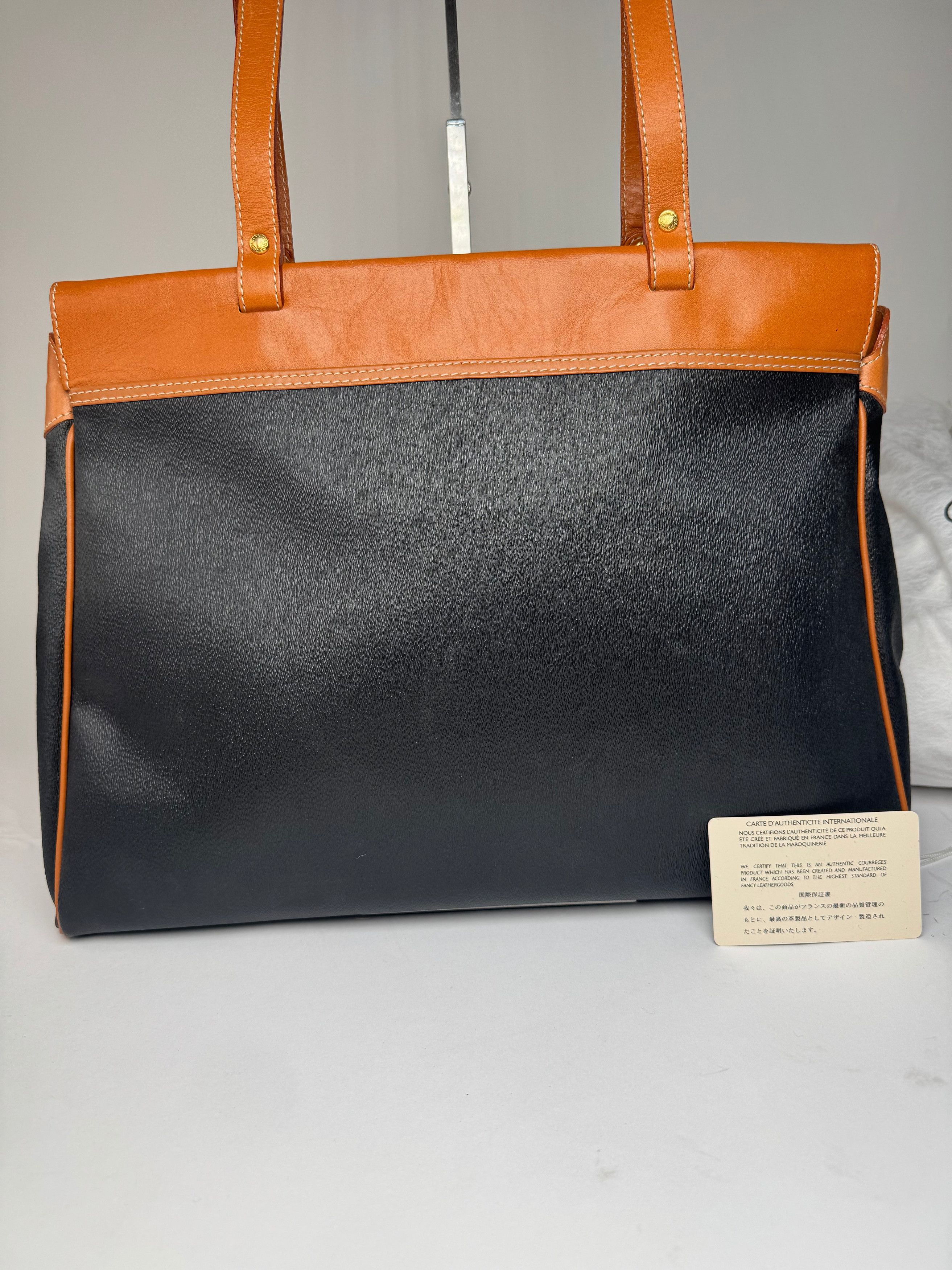 Courreges Vintage Leather Handbag Black Brown Size ONE SIZE - 7 Thumbnail