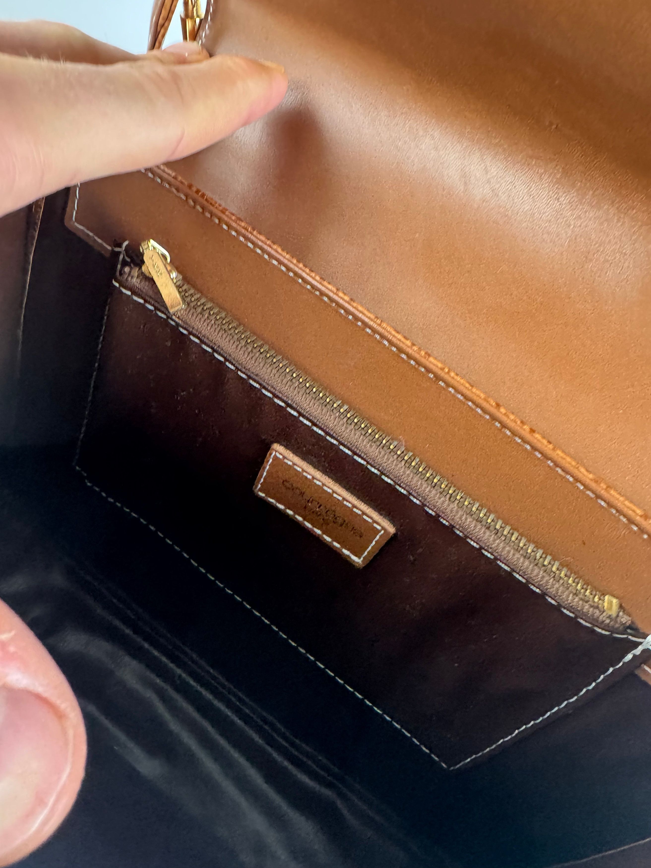 Courreges Vintage 2Way Leather Handbag Brown Size ONE SIZE - 12 Thumbnail