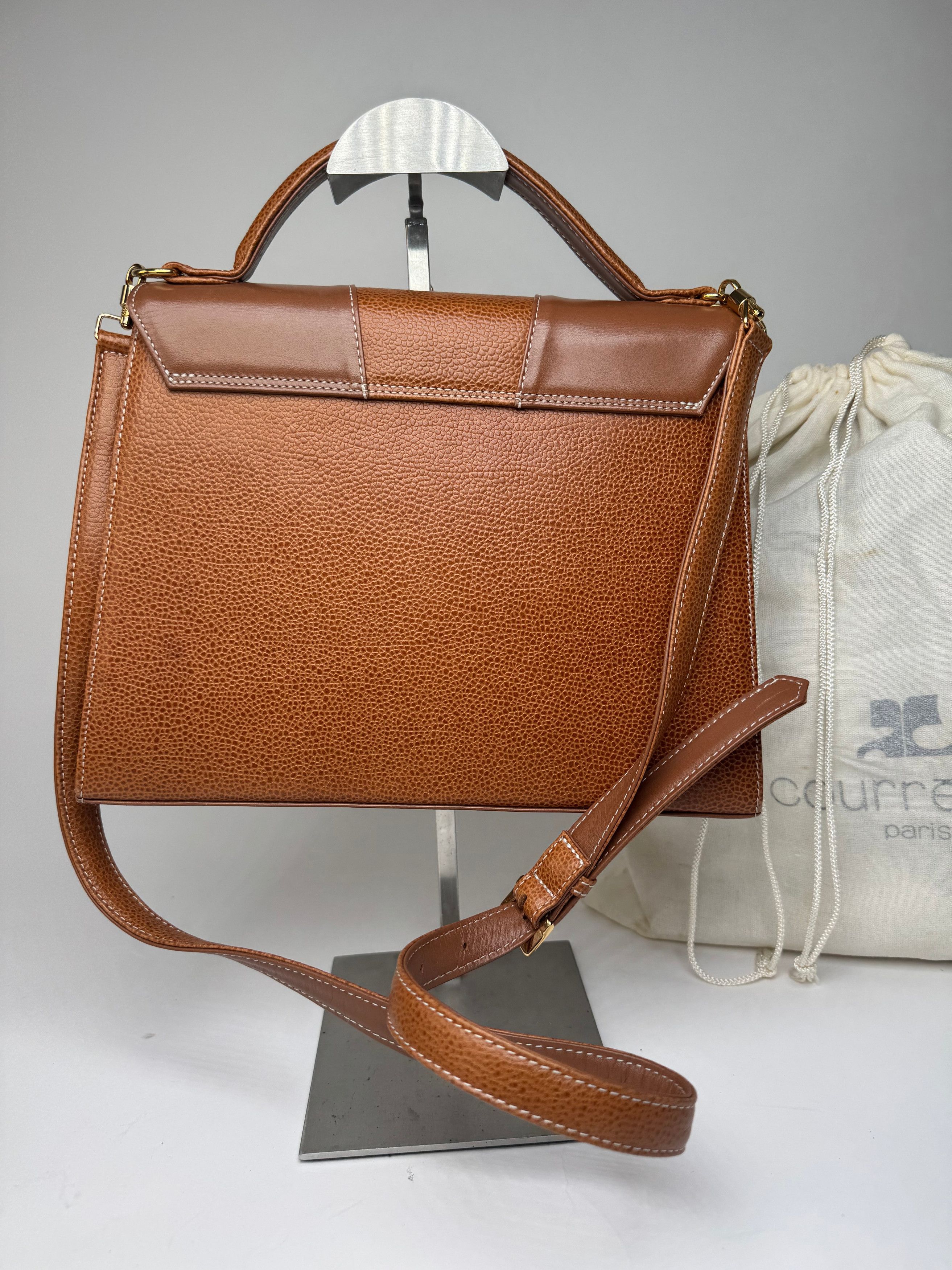Courreges Vintage 2Way Leather Handbag Brown Size ONE SIZE - 7 Thumbnail