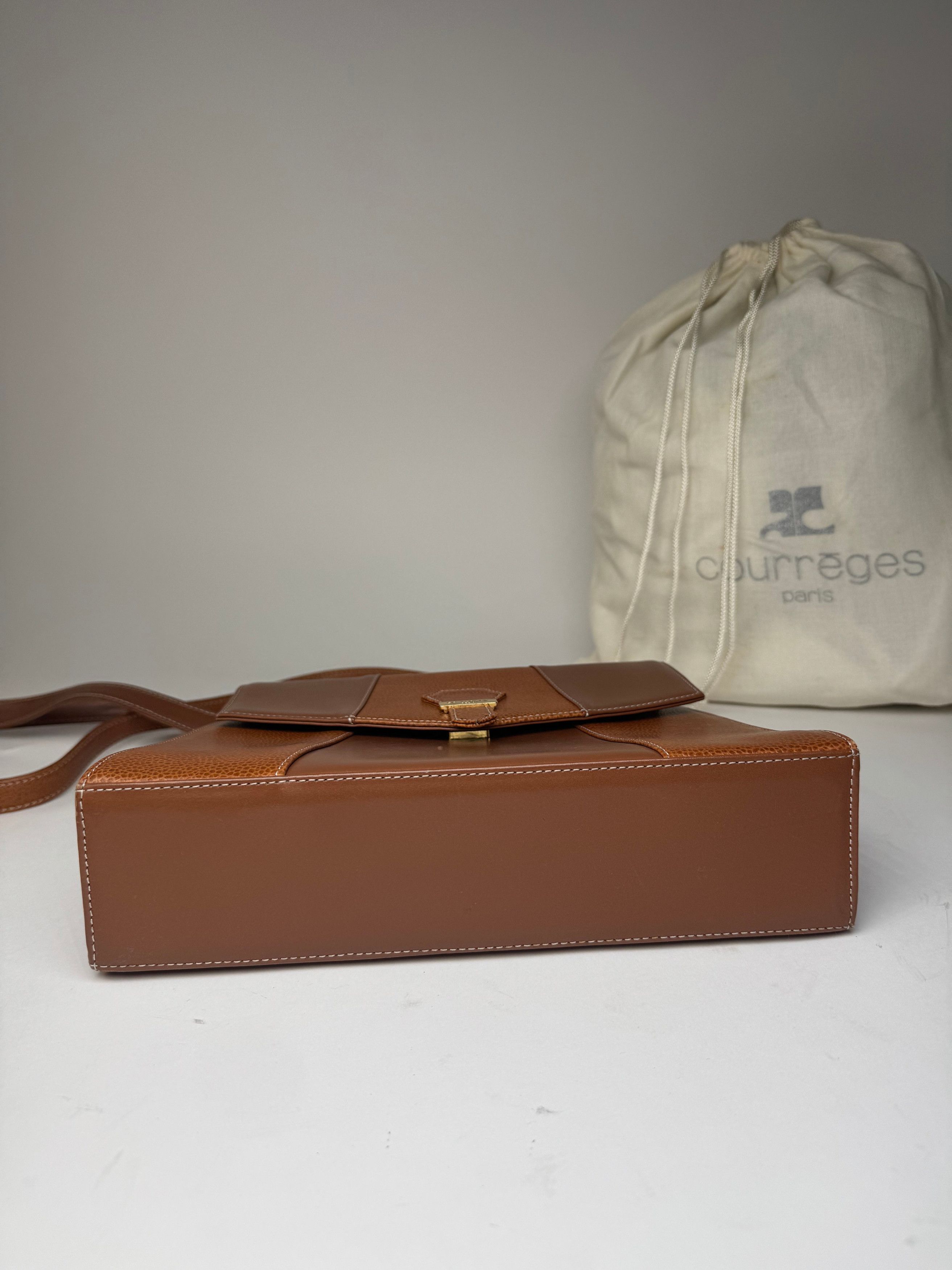 Courreges Vintage 2Way Leather Handbag Brown Size ONE SIZE - 11 Thumbnail