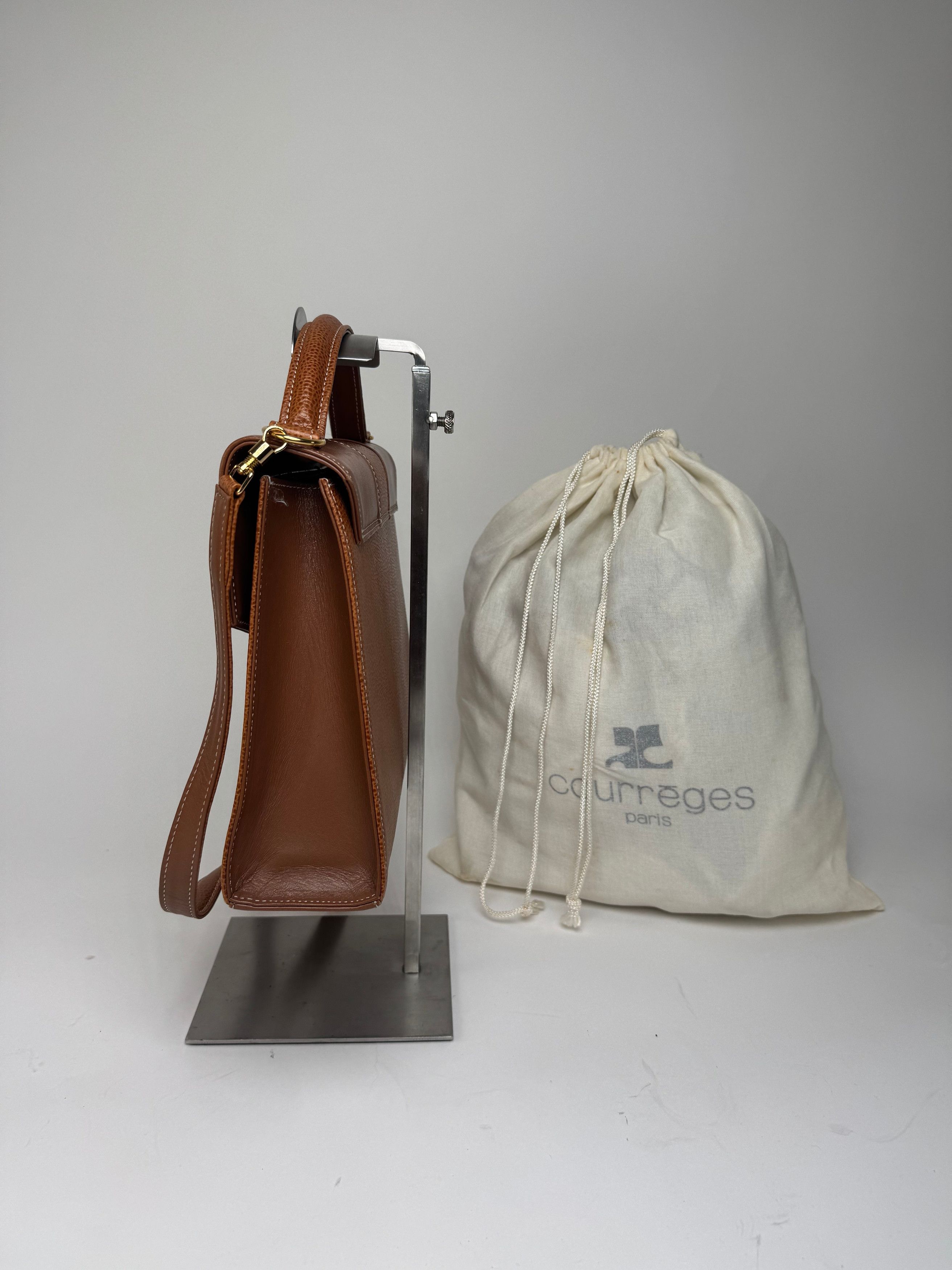 Courreges Vintage 2Way Leather Handbag Brown Size ONE SIZE - 6 Thumbnail