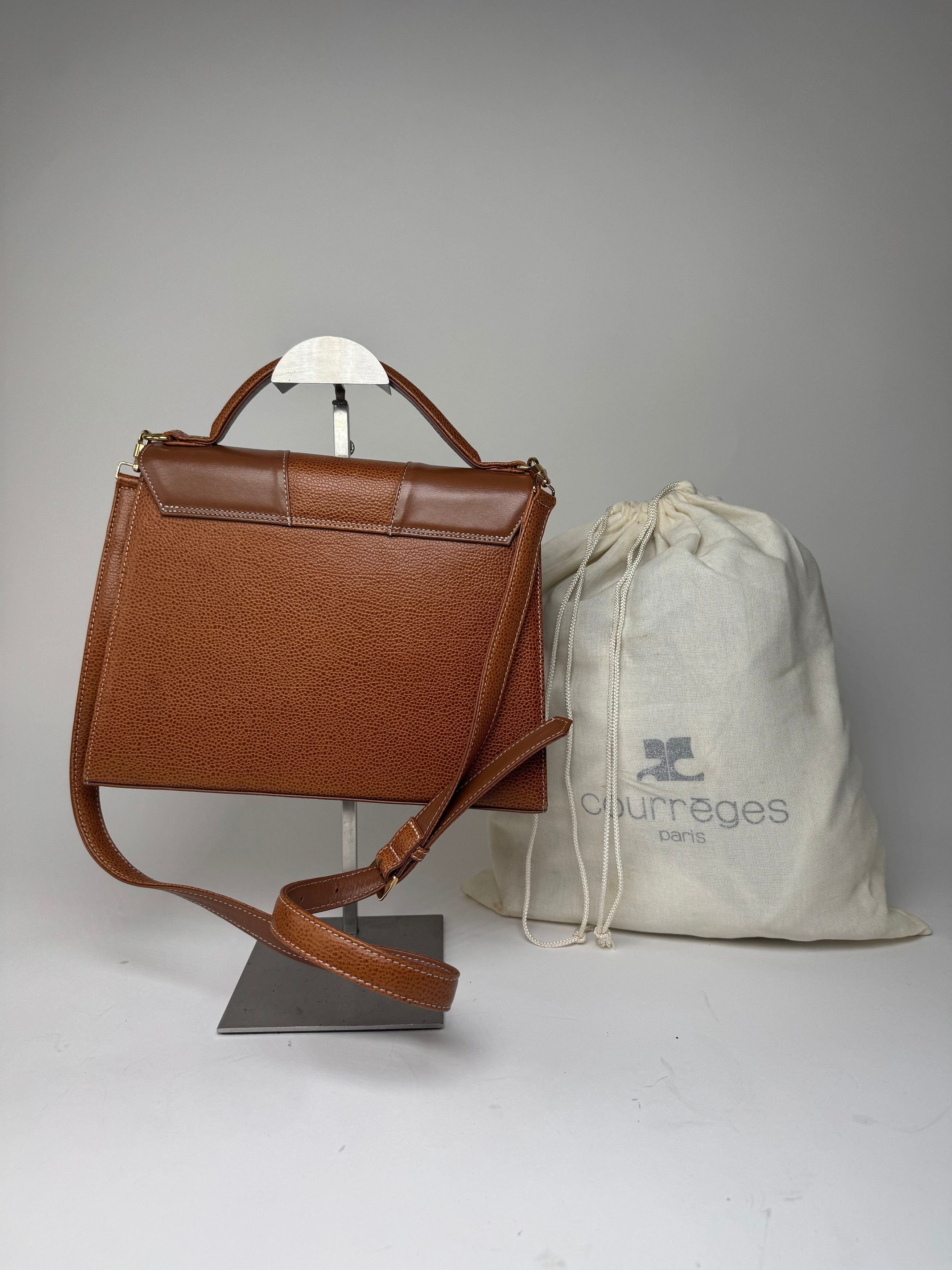 Courreges Vintage 2Way Leather Handbag Brown Size ONE SIZE - 2 Thumbnail