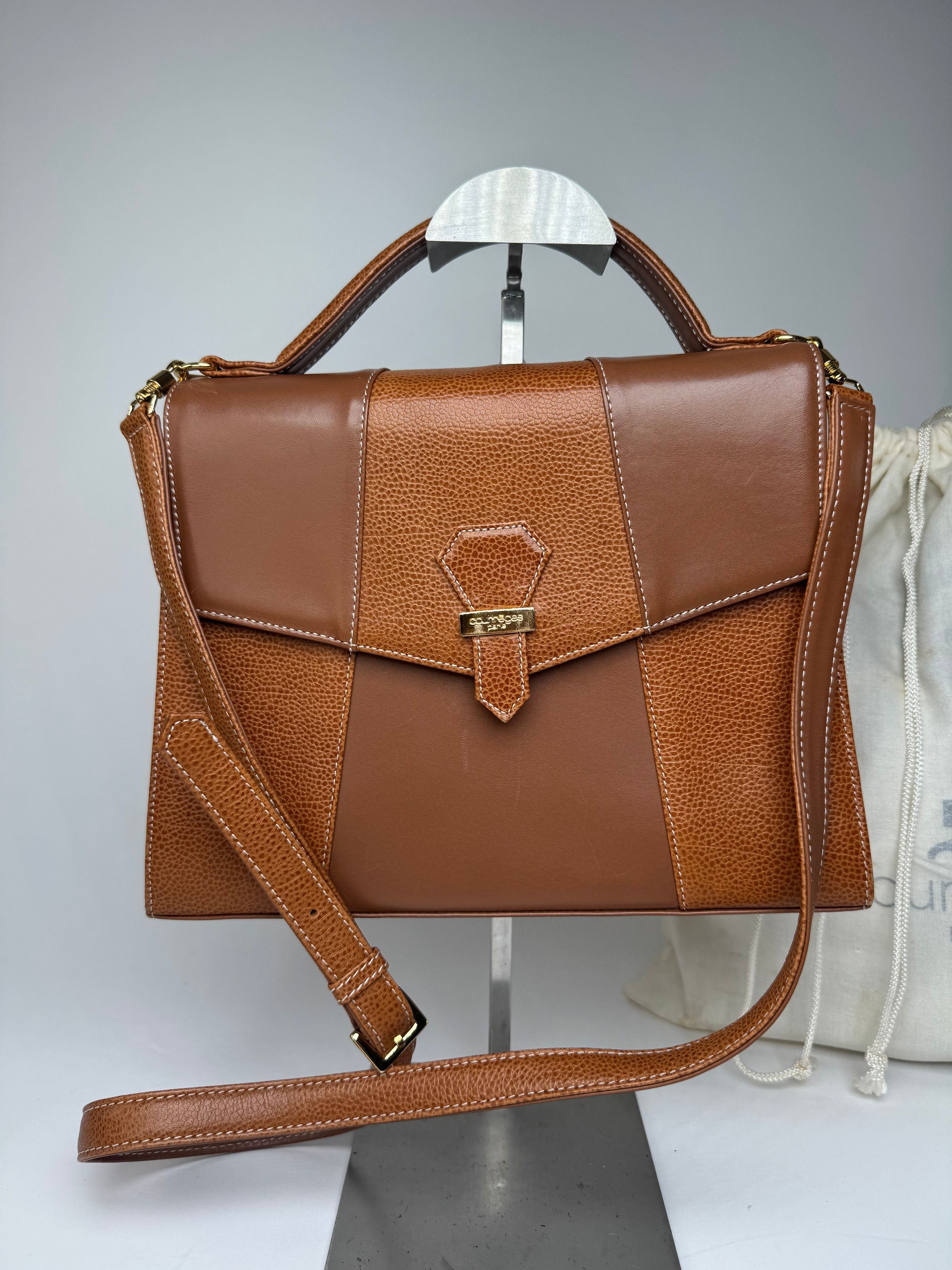 Courreges Vintage 2Way Leather Handbag Brown Size ONE SIZE - 9 Thumbnail