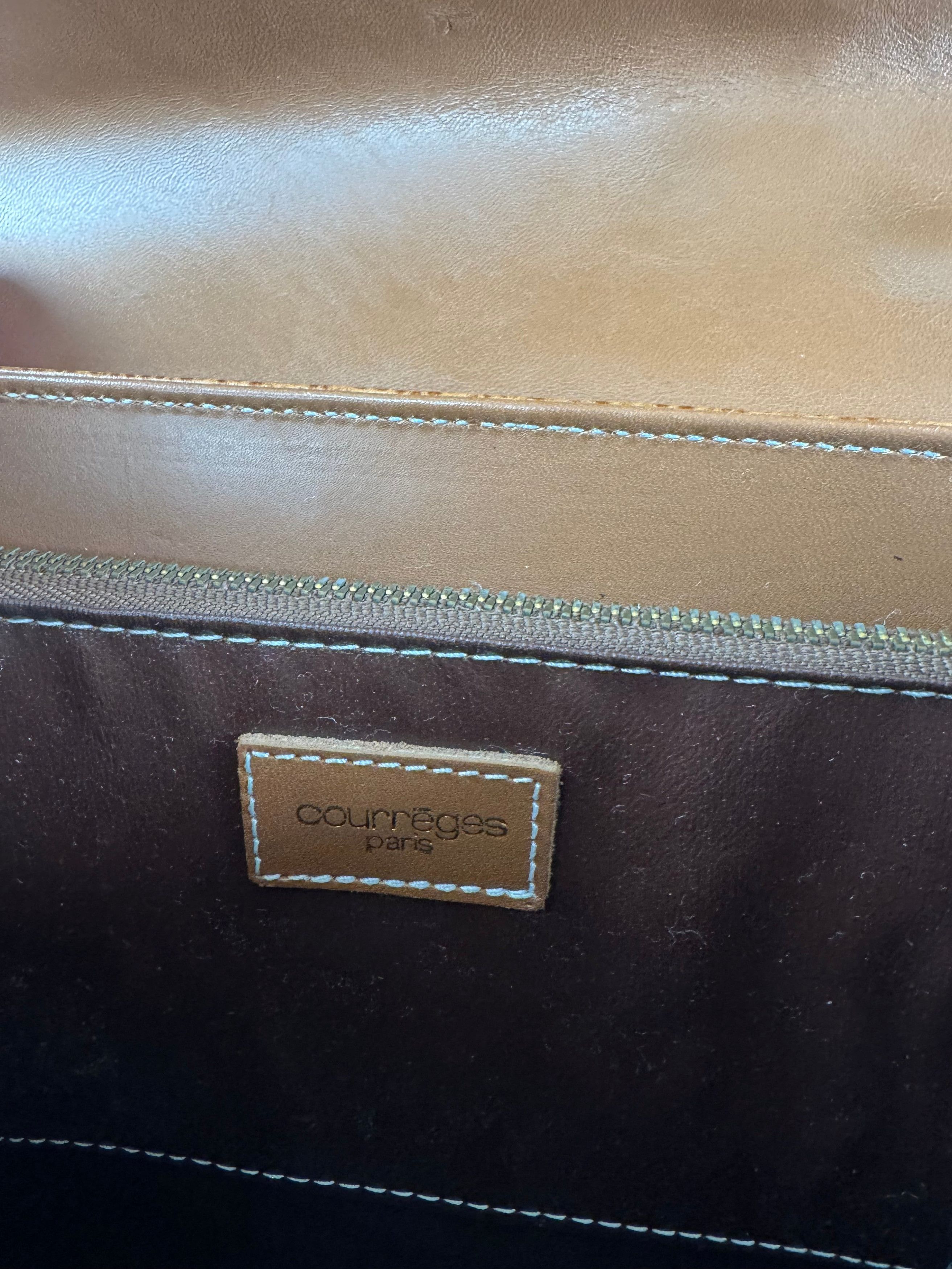 Courreges Vintage 2Way Leather Handbag Brown Size ONE SIZE - 13 Thumbnail