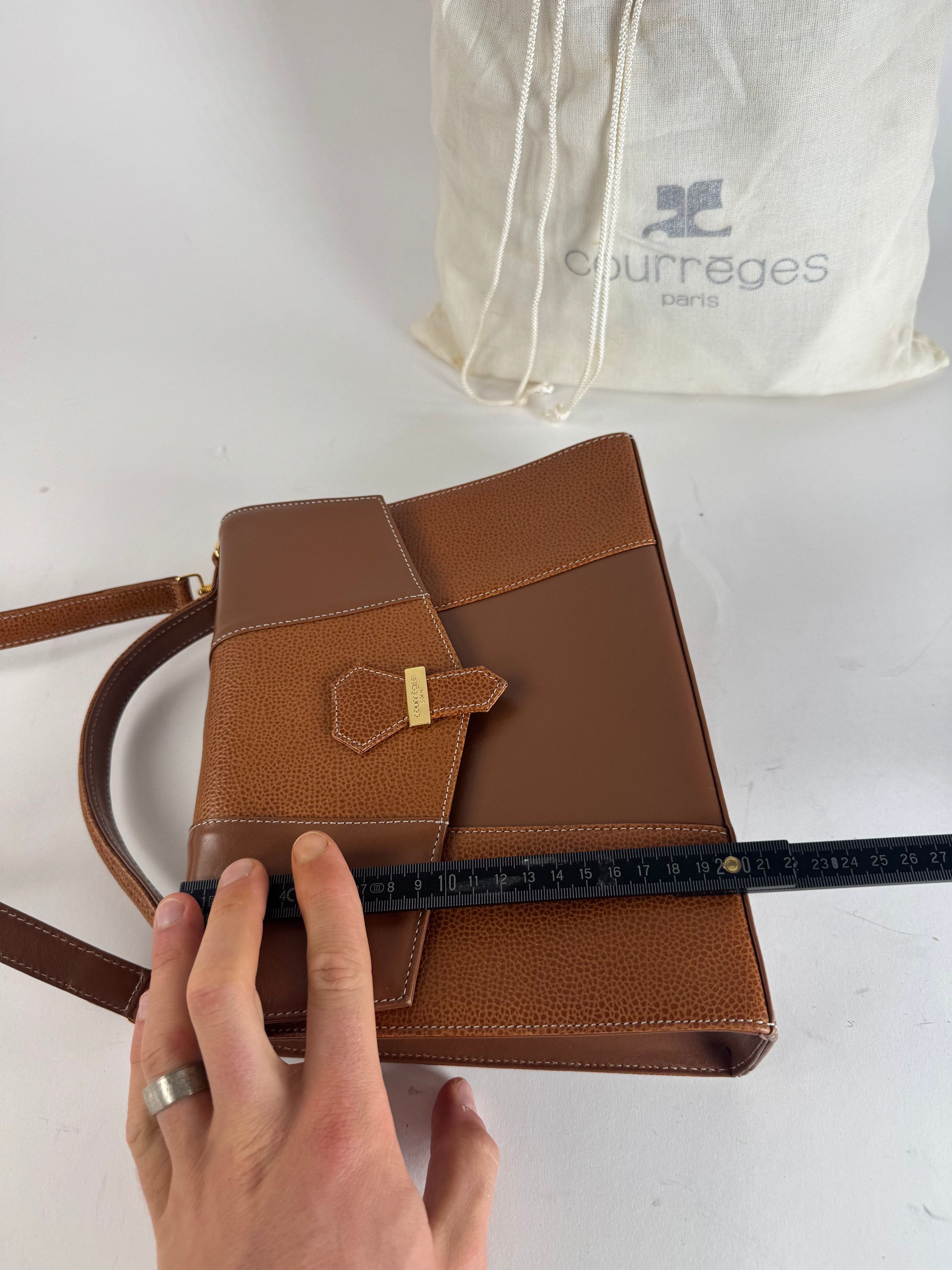 Courreges Vintage 2Way Leather Handbag Brown Size ONE SIZE - 10 Thumbnail